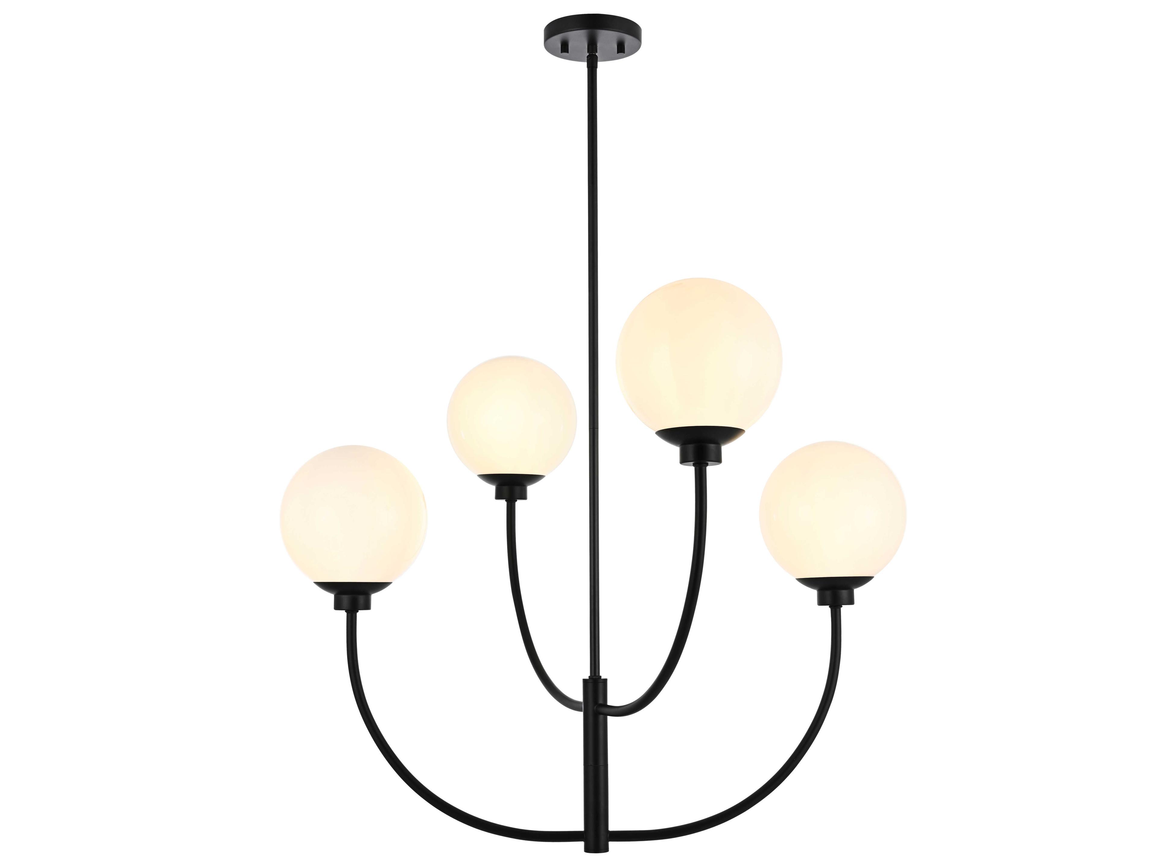Elegant Lighting Nyomi 4-Light Black Globe Chandelier