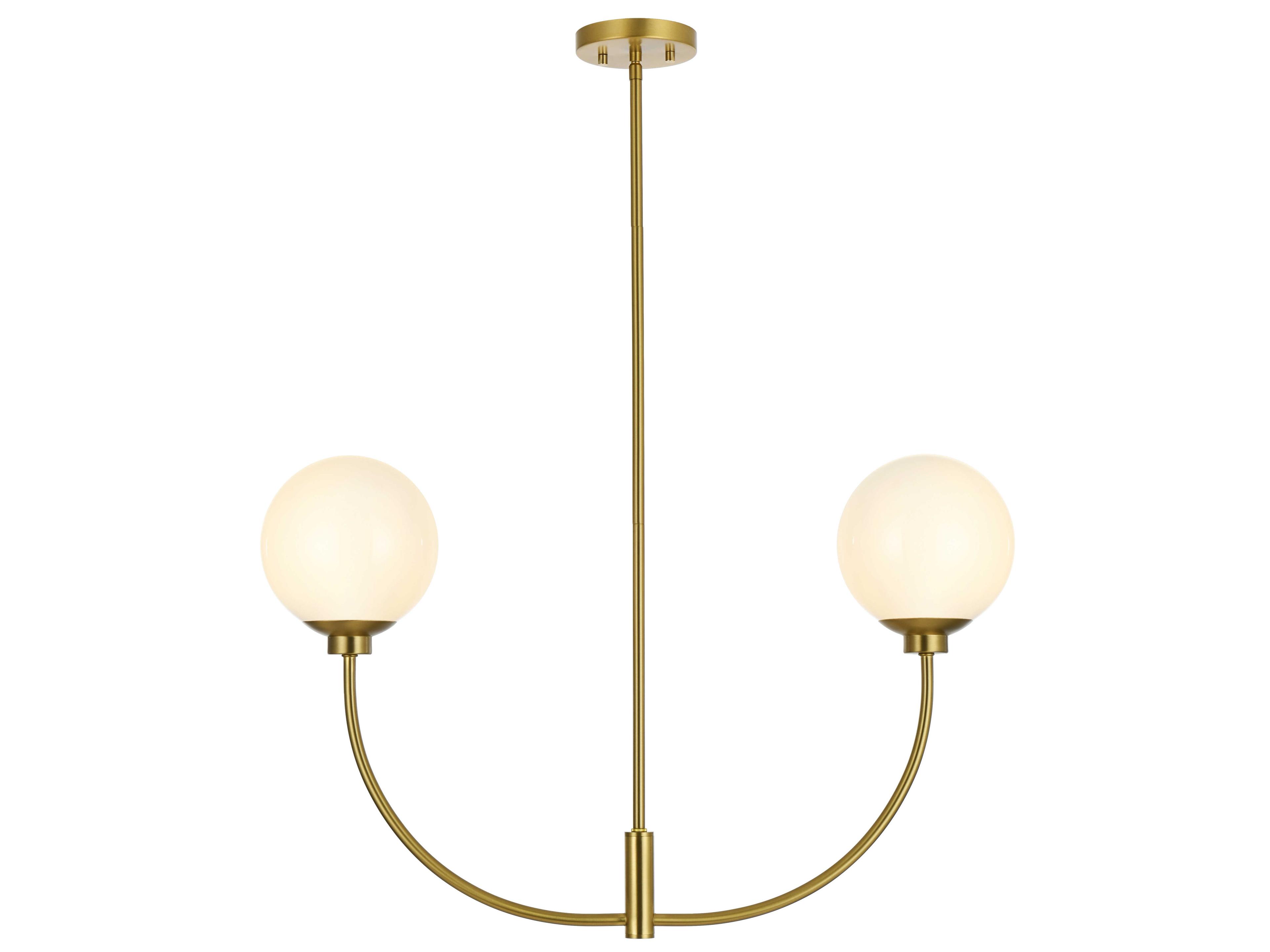 Elegant Lighting Nyomi 2-Light Satin Gold Globe Island Pendant