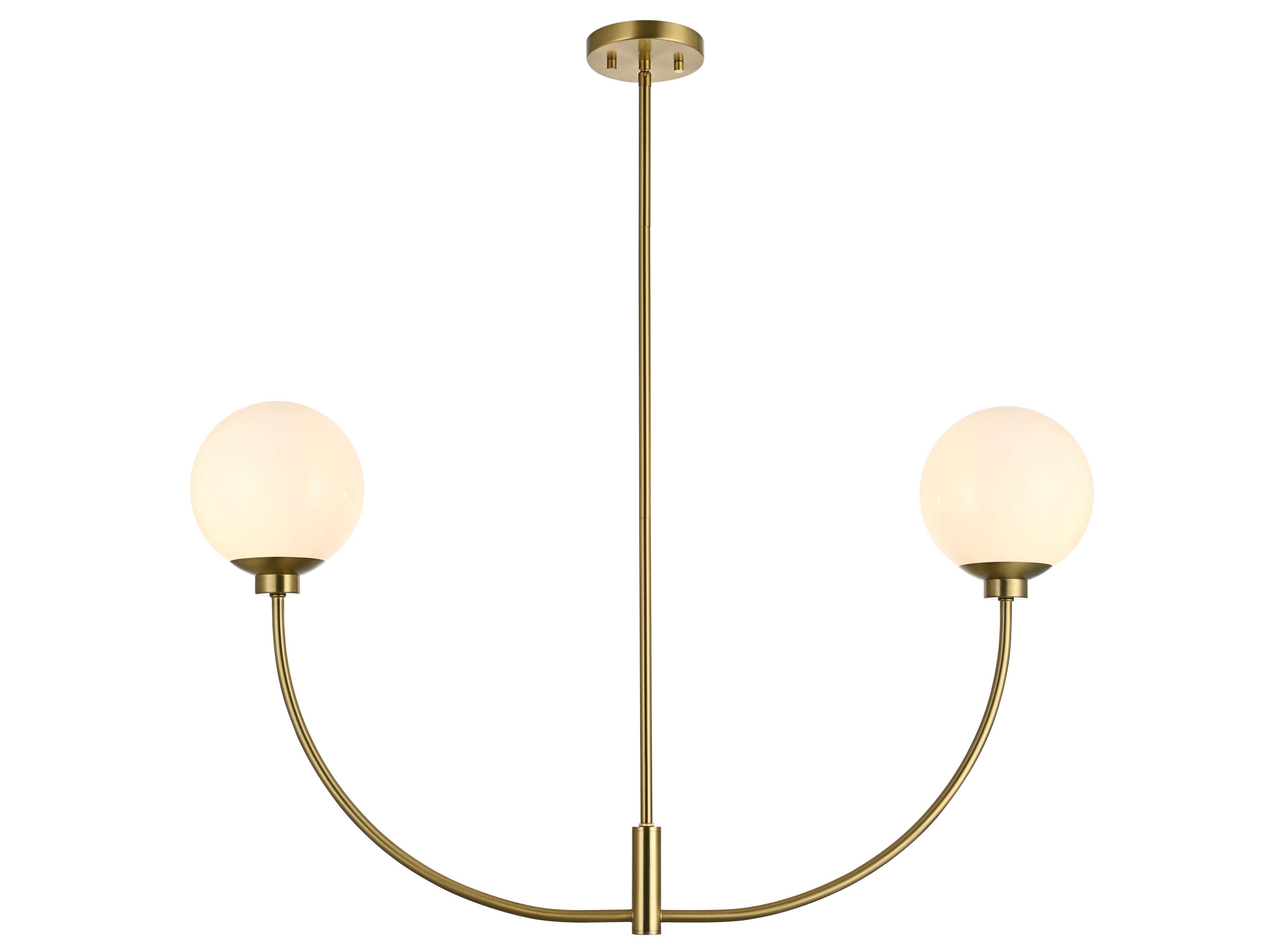 Elegant Lighting Nyomi 2-Light Satin Gold Globe Island Pendant