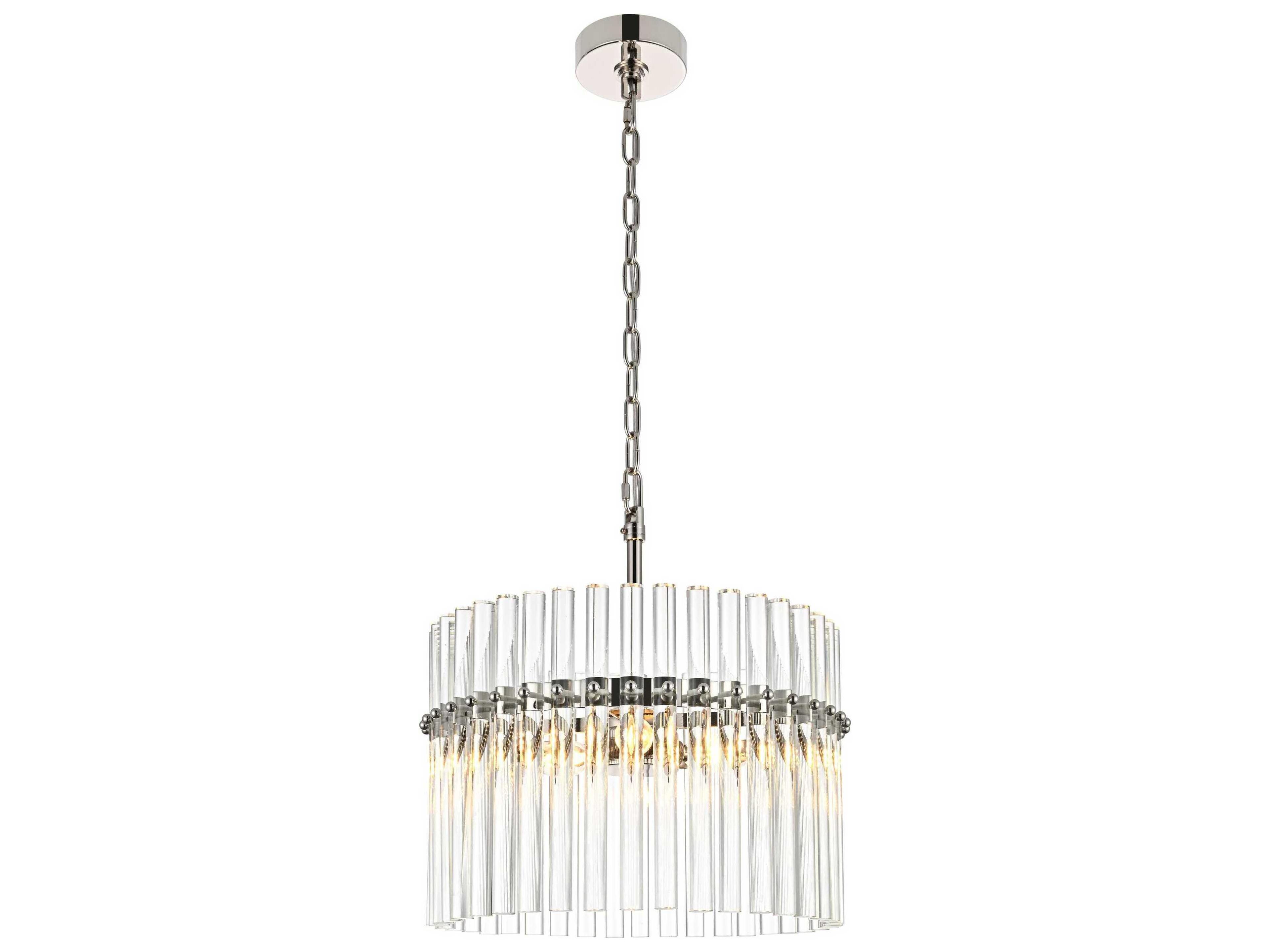Elegant Lighting Paulina 3-Light Polished Nickel Drum Chandelier