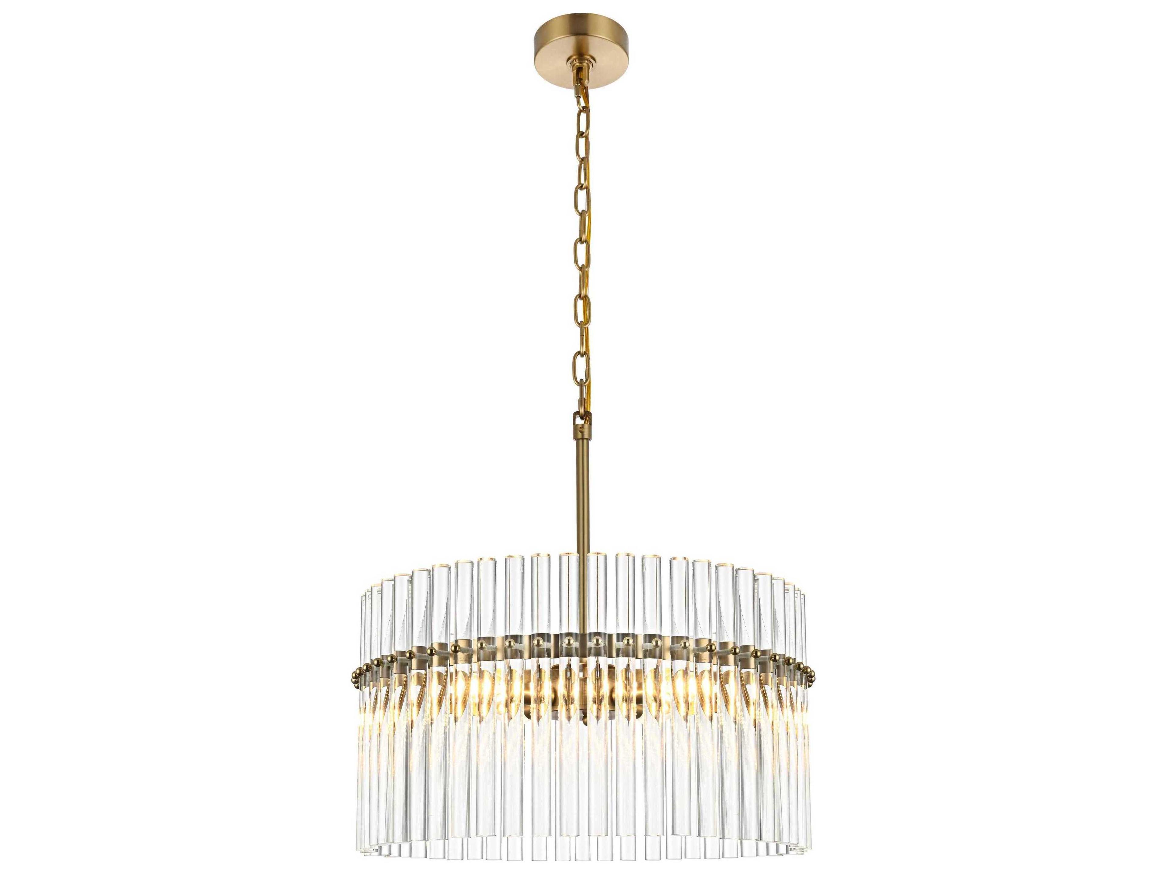 Elegant Lighting Paulina 4-Light Satin Gold Drum Chandelier