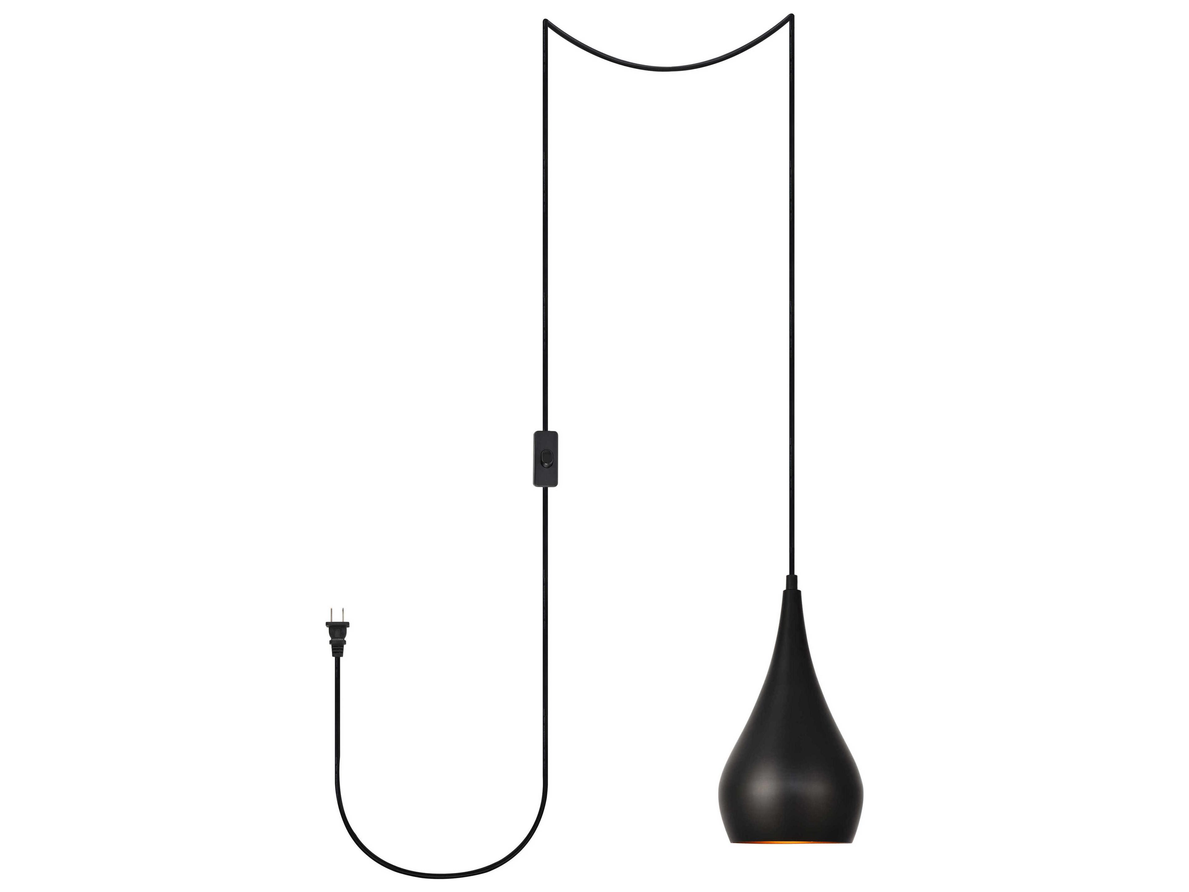 Elegant Lighting Nora 1-Light Black Bell Mini Pendant