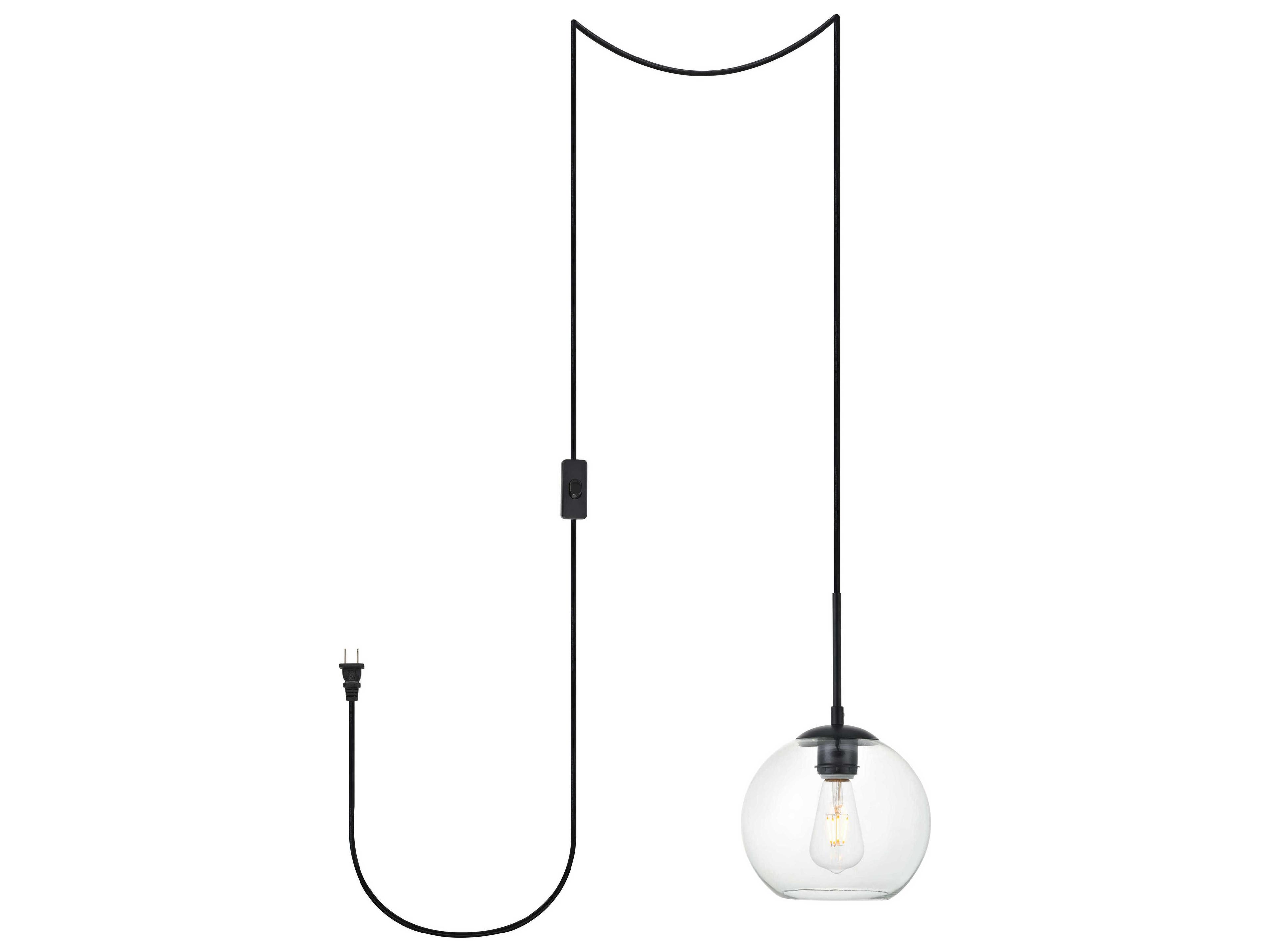 Elegant Lighting Baxter 1-Light Black Glass Globe Pendant