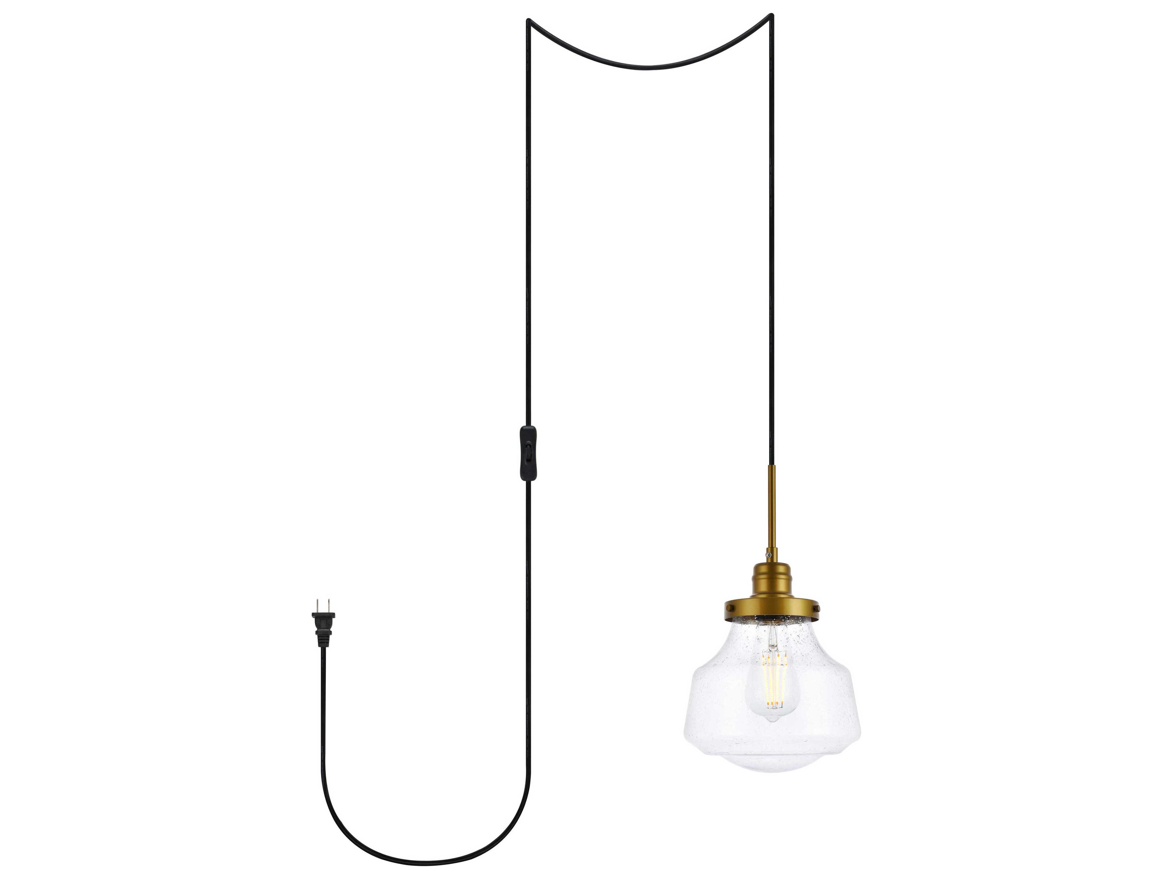 Elegant Lighting Lyle 1-Light Brass Glass LED Mini Pendant