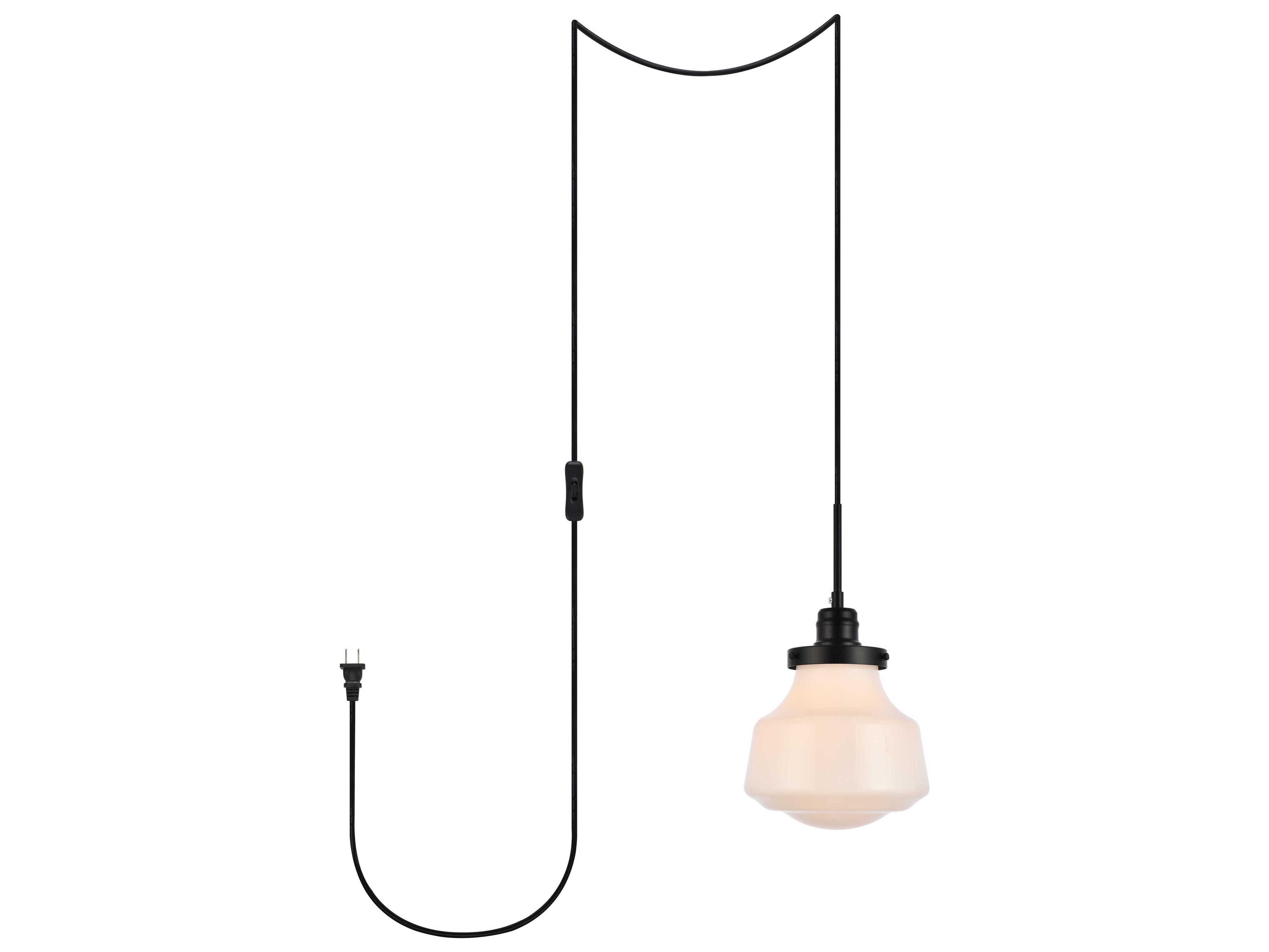 Elegant Lighting Lyle 1-Light Black And Frosted White Glass LED Mini Pendant