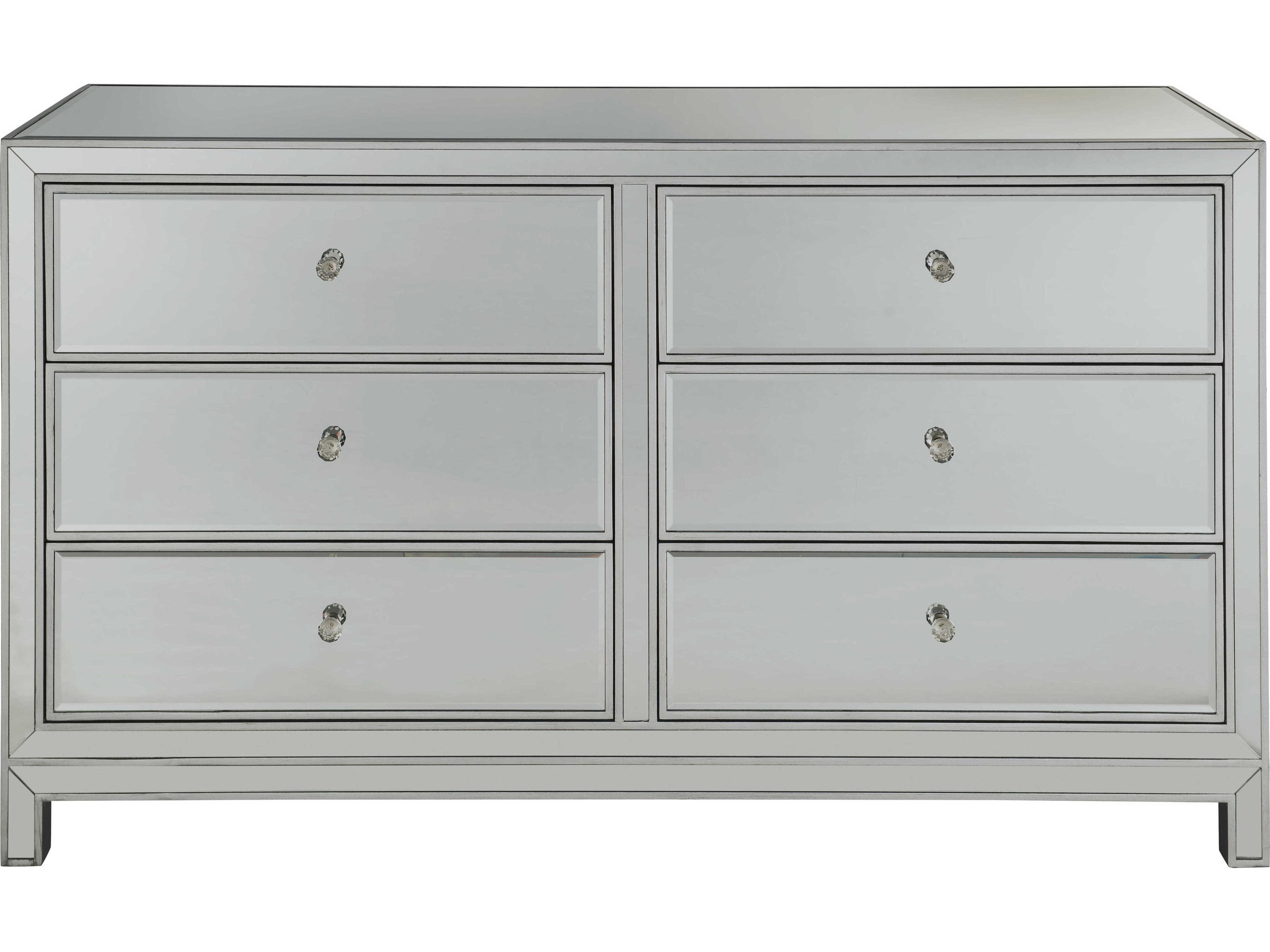 Elegant Lighting Reflexion 6-Drawers Rubberwood Double Dresser