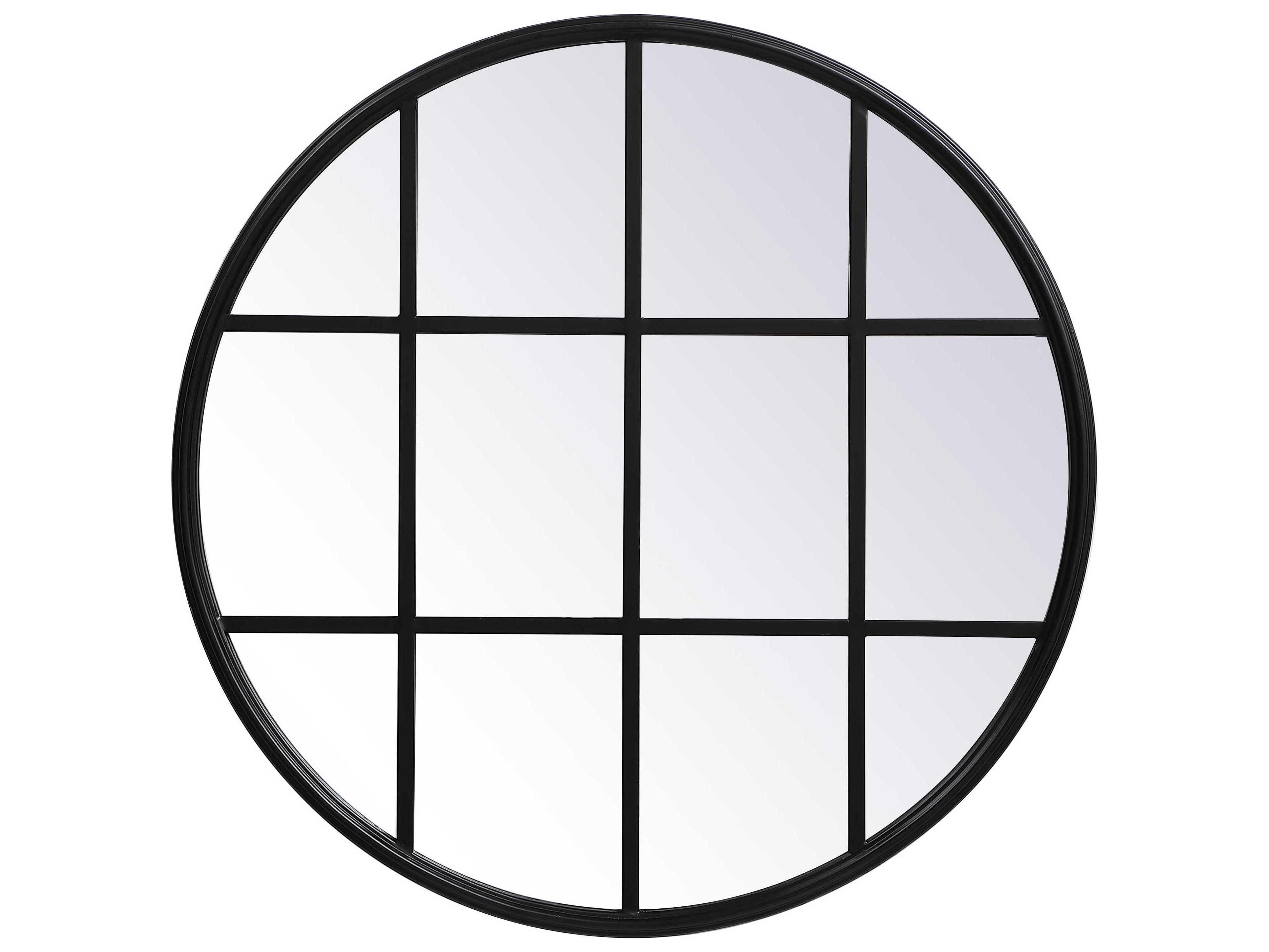 Elegant Lighting Motif Black Round Wall Mirror