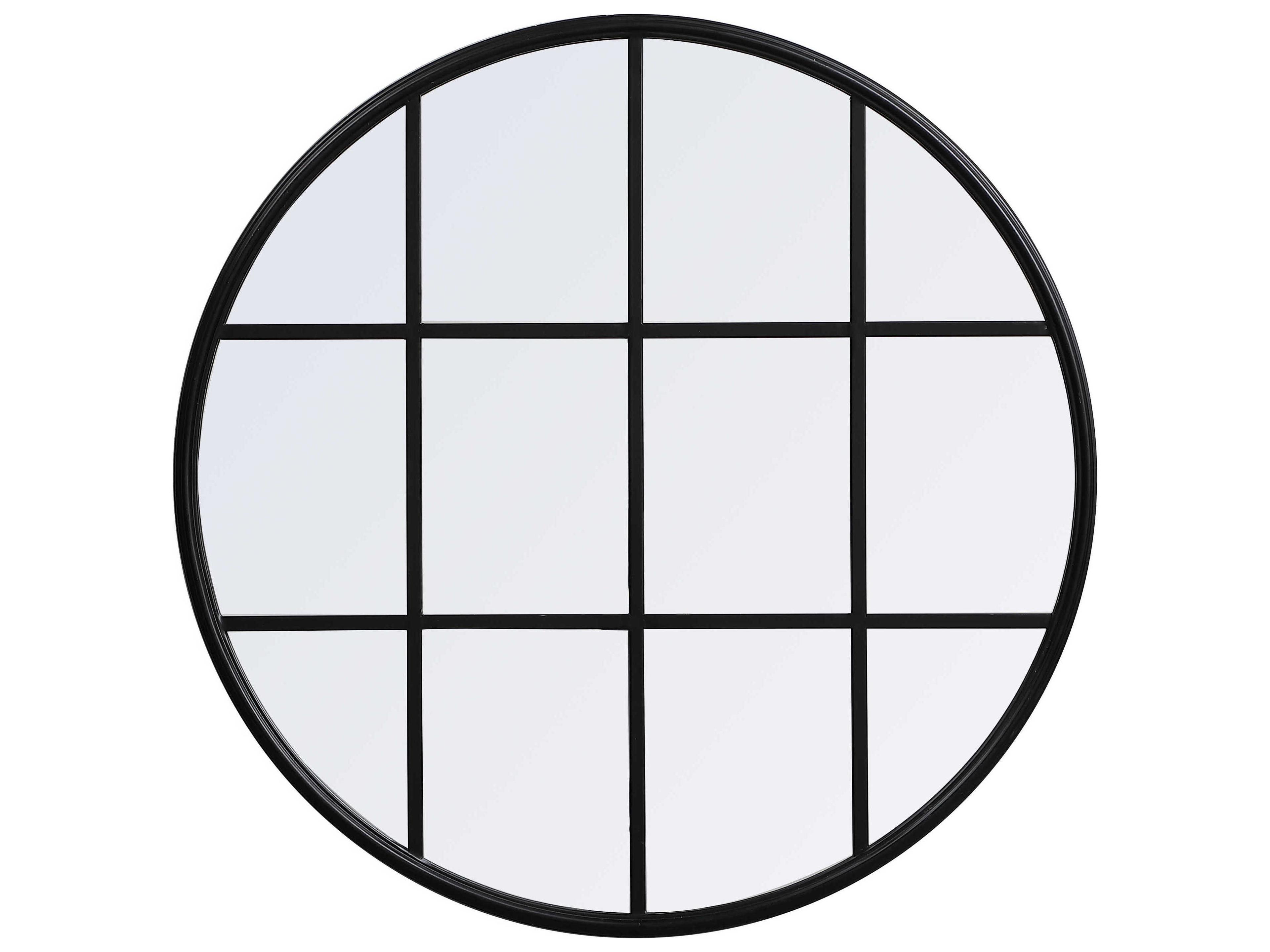 Elegant Lighting Motif Black Round Wall Mirror