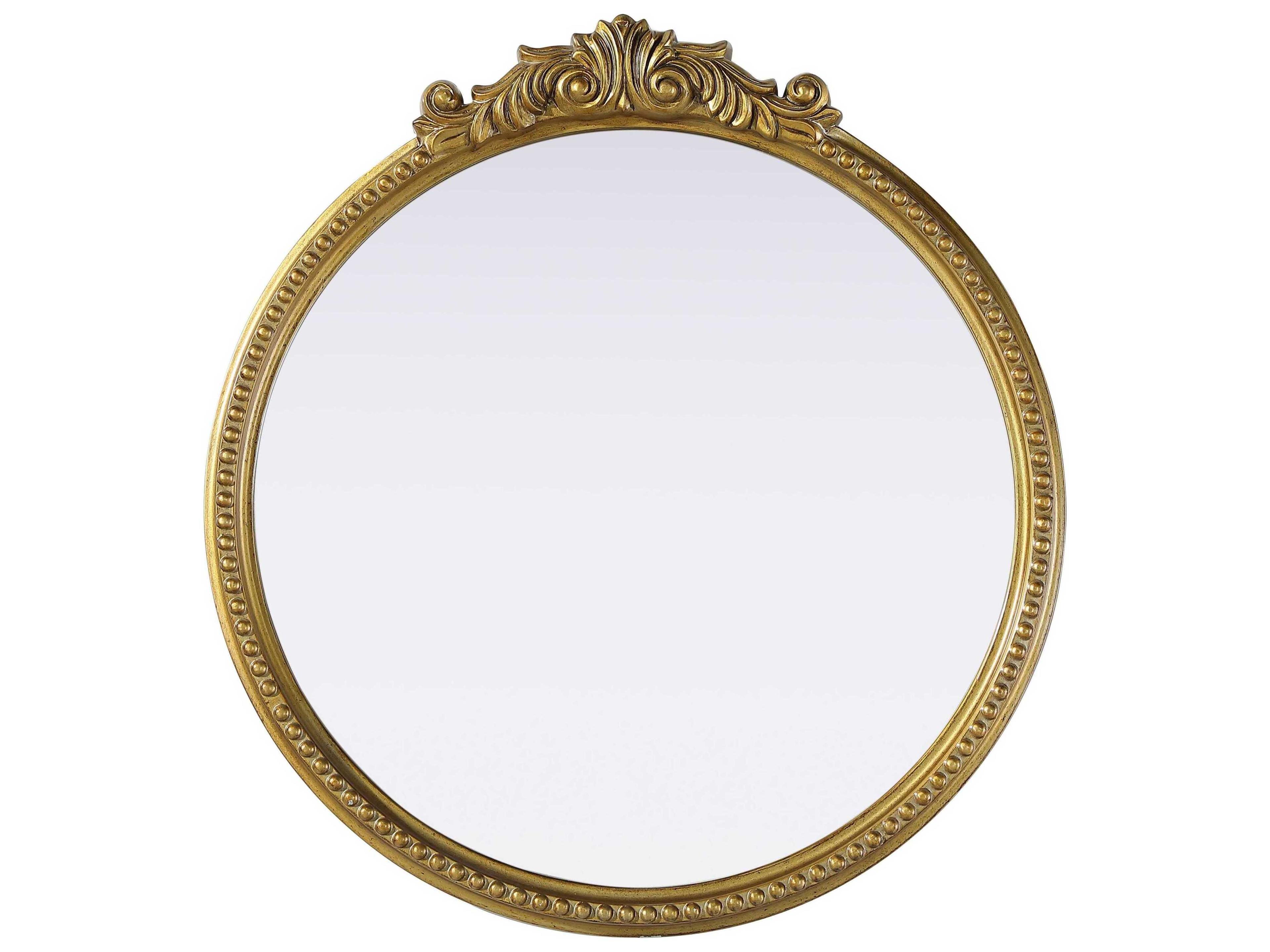 Elegant Lighting Naomi Distressed Antique Brass Round Wall Mirror