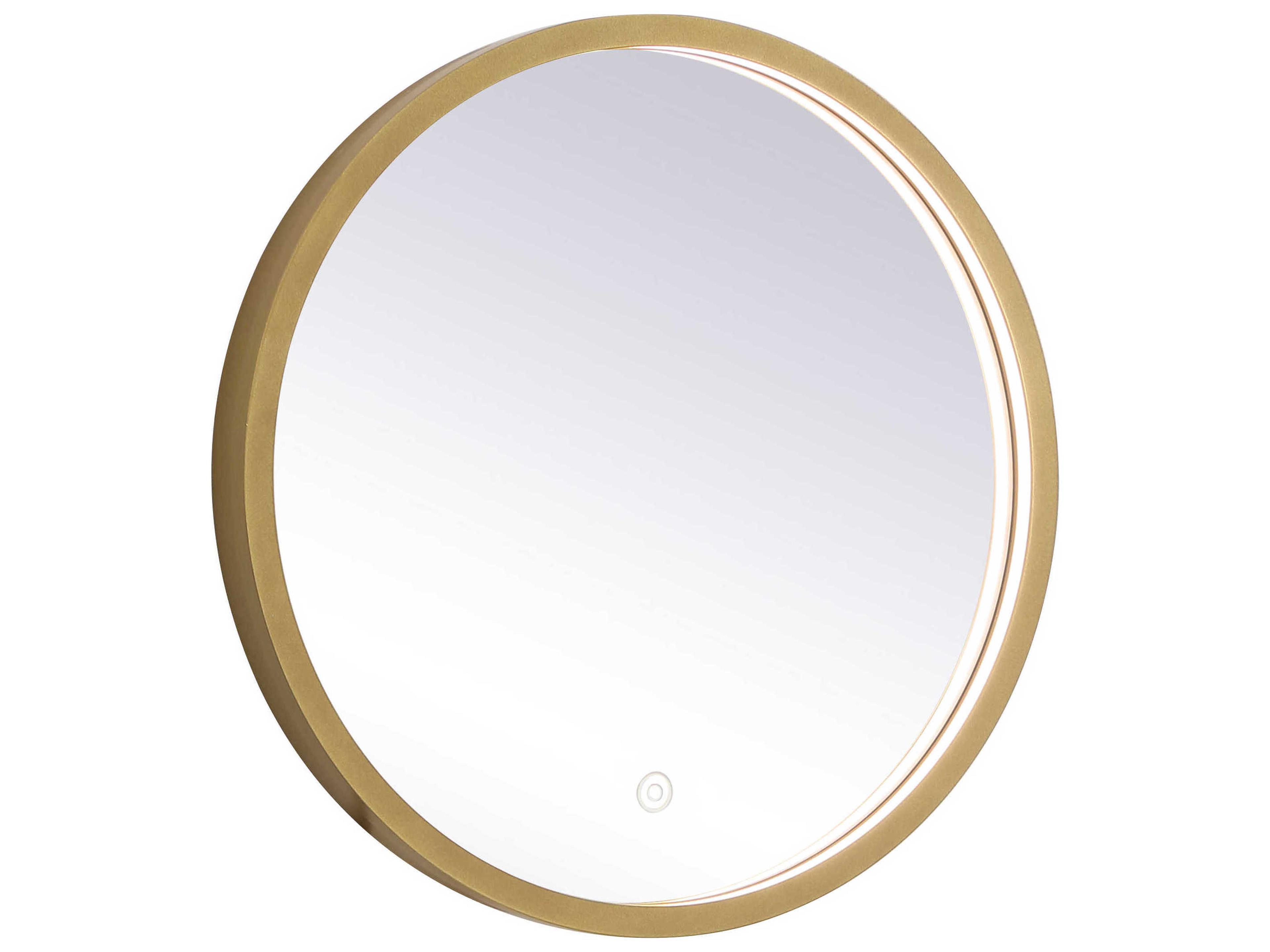 Elegant Lighting Pier Brass Round LED Wall Mirror