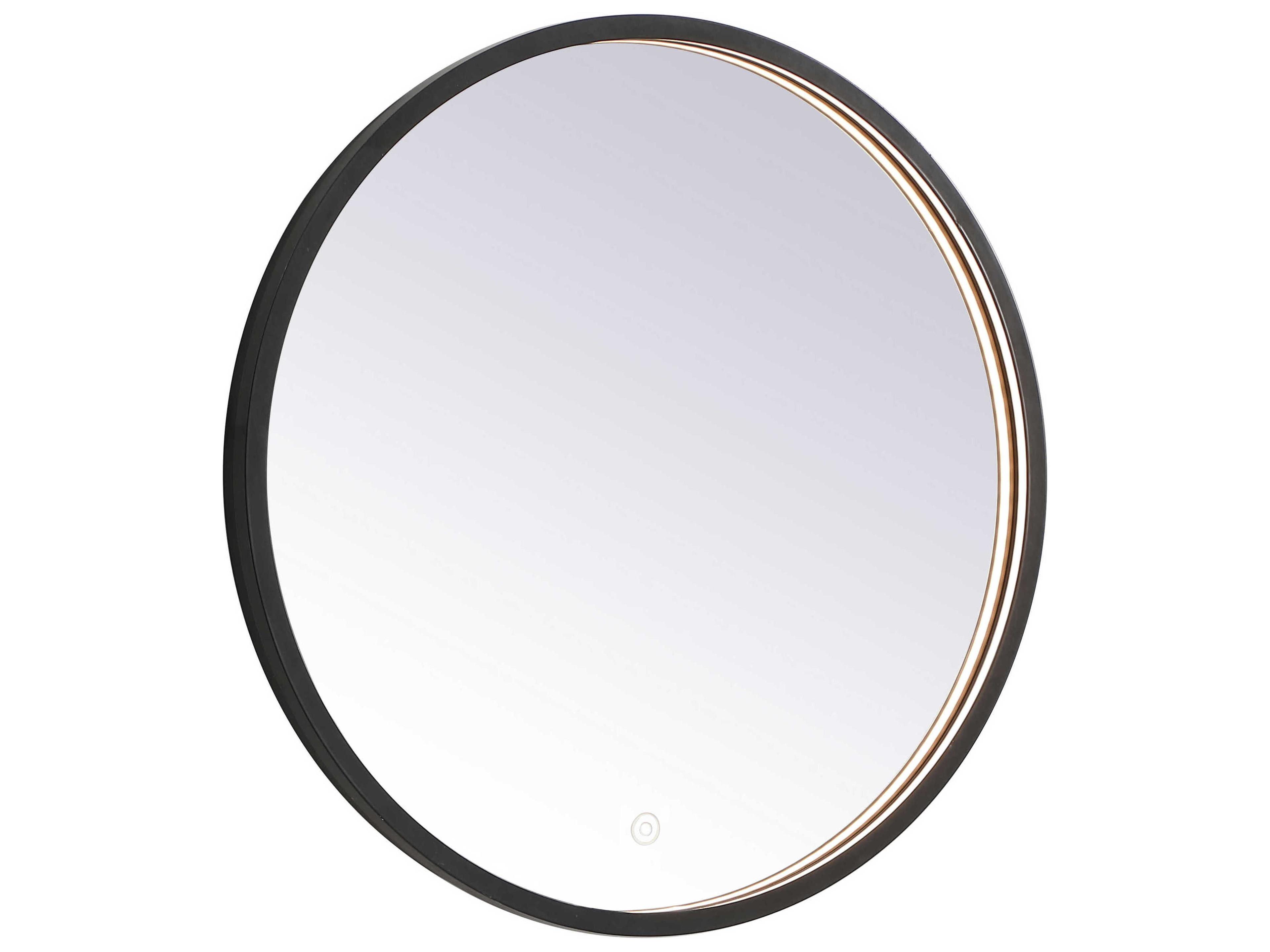 Elegant Lighting Pier Black Round LED Wall Mirror