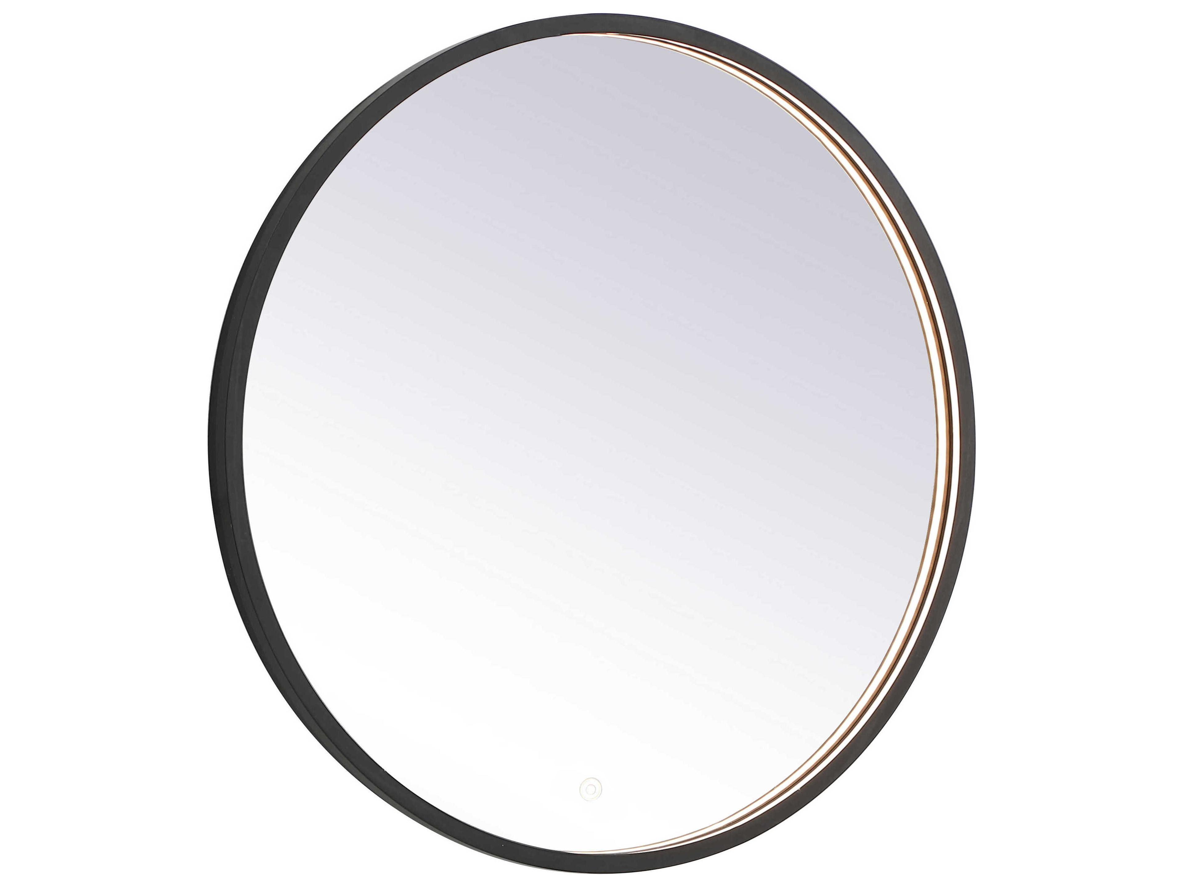 Elegant Lighting Pier Black Round LED Wall Mirror
