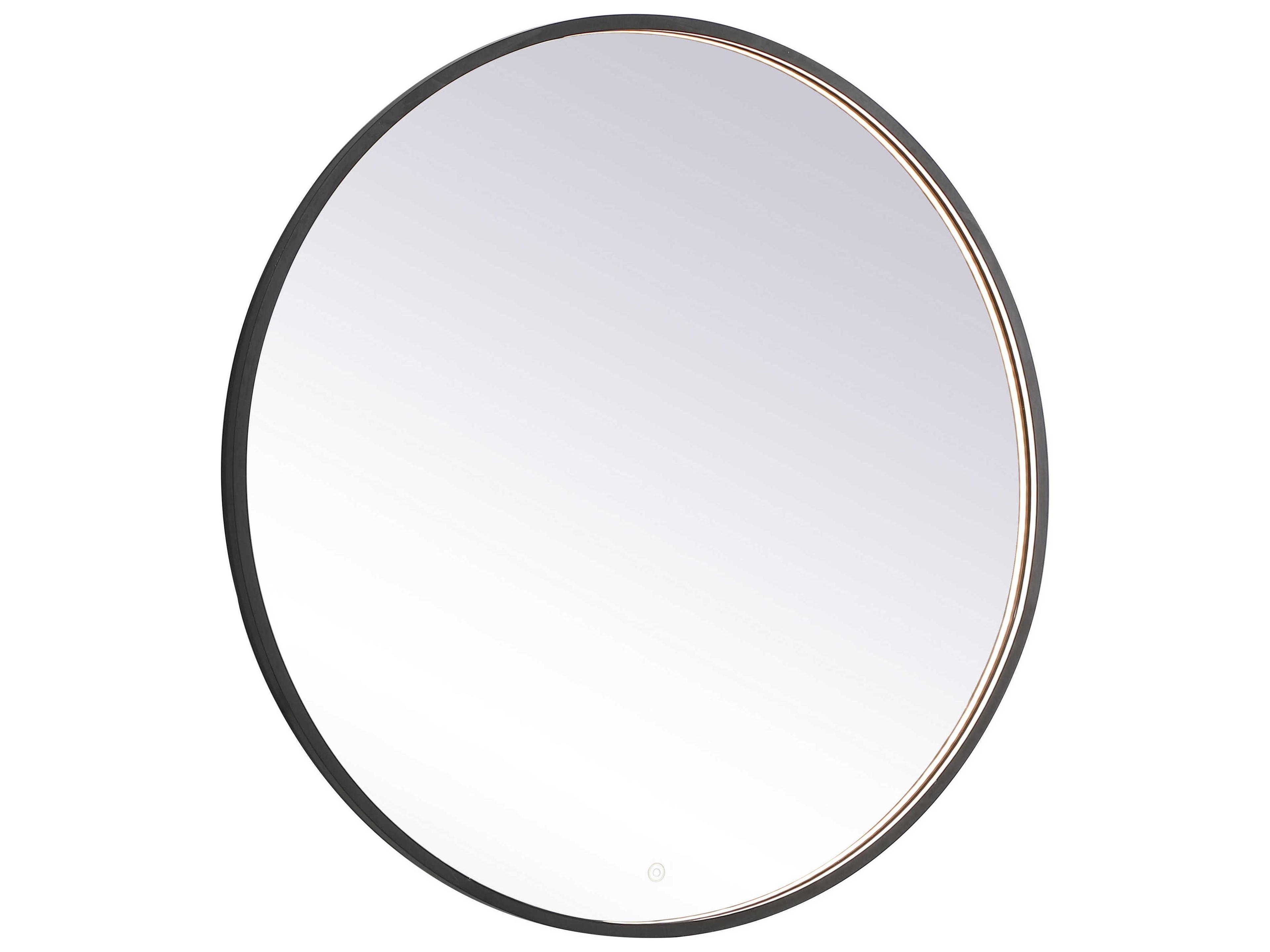 Elegant Lighting Pier Black Round LED Wall Mirror