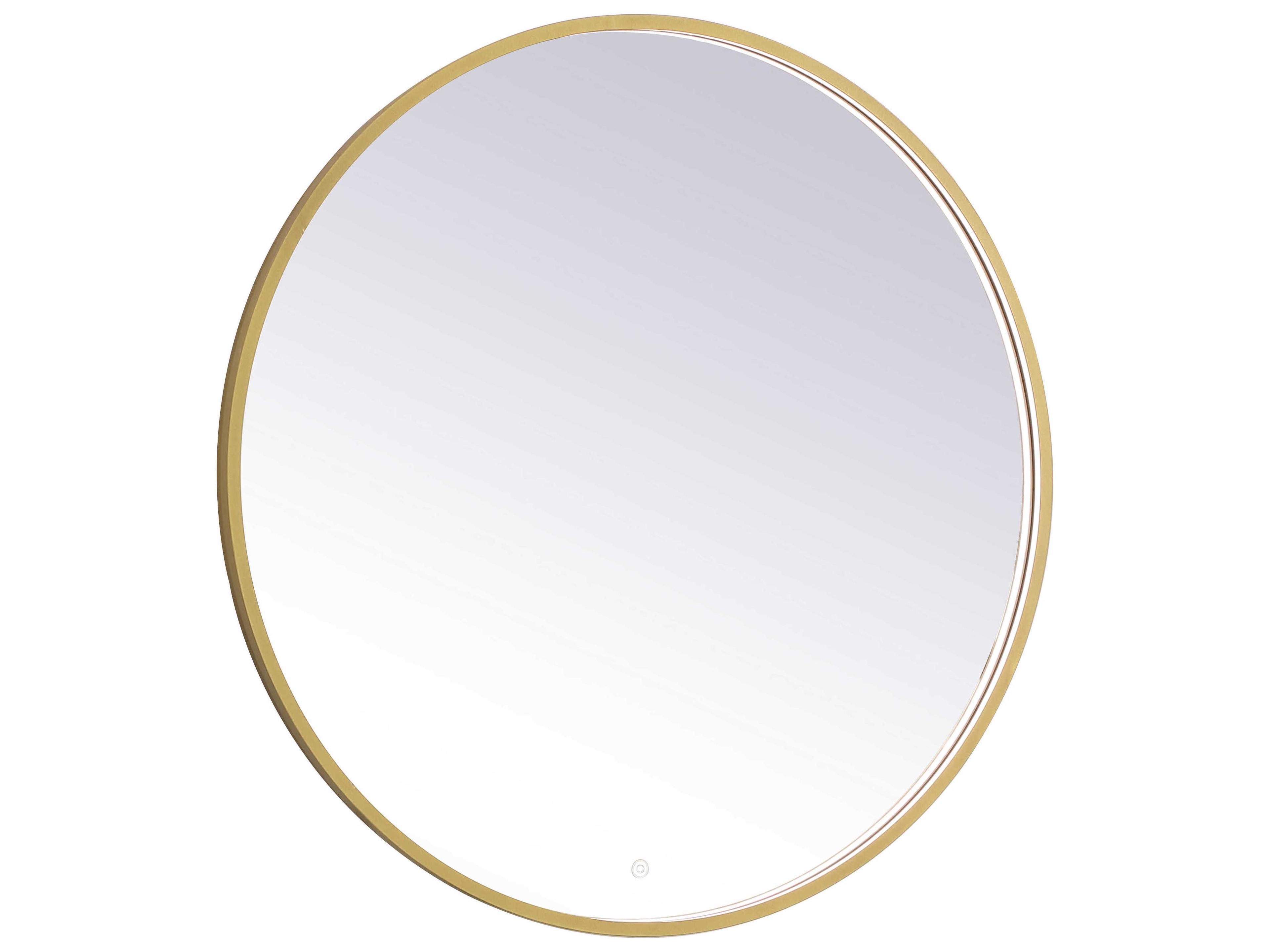 Elegant Lighting Pier Brass Round LED Wall Mirror