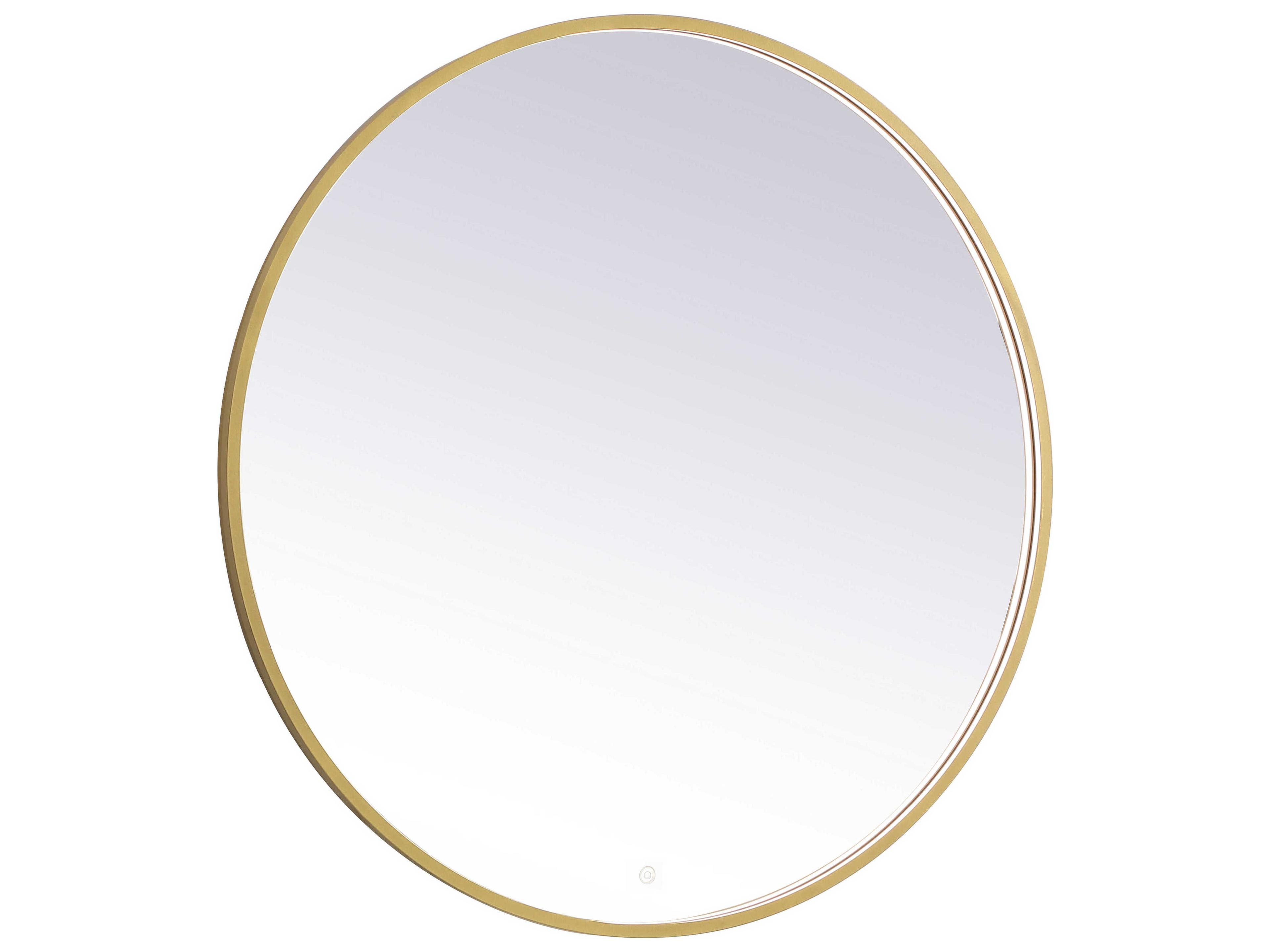 Elegant Lighting Pier Brass Round LED Wall Mirror
