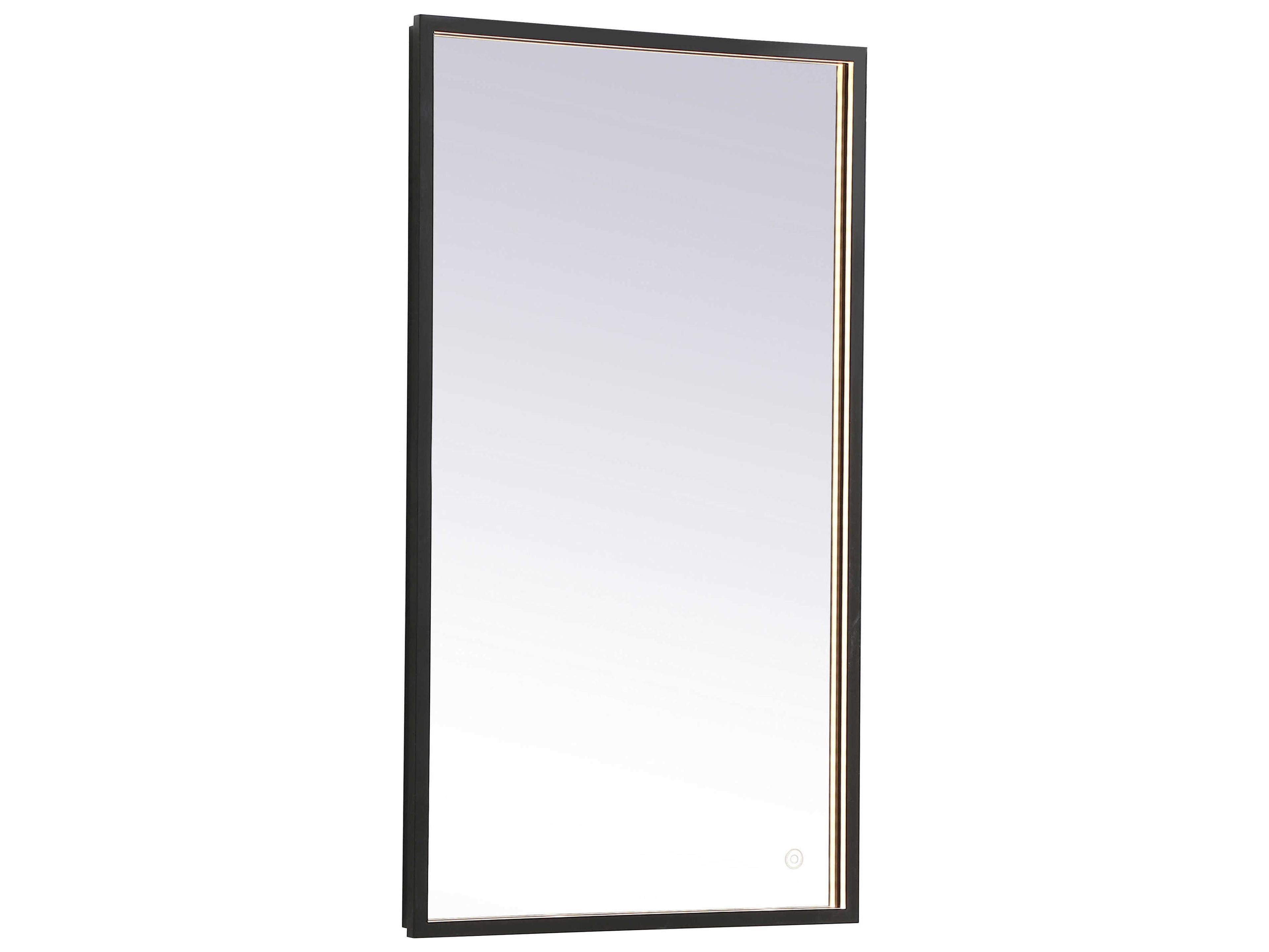 Elegant Lighting Pier Black Rectangular LED Wall Mirror