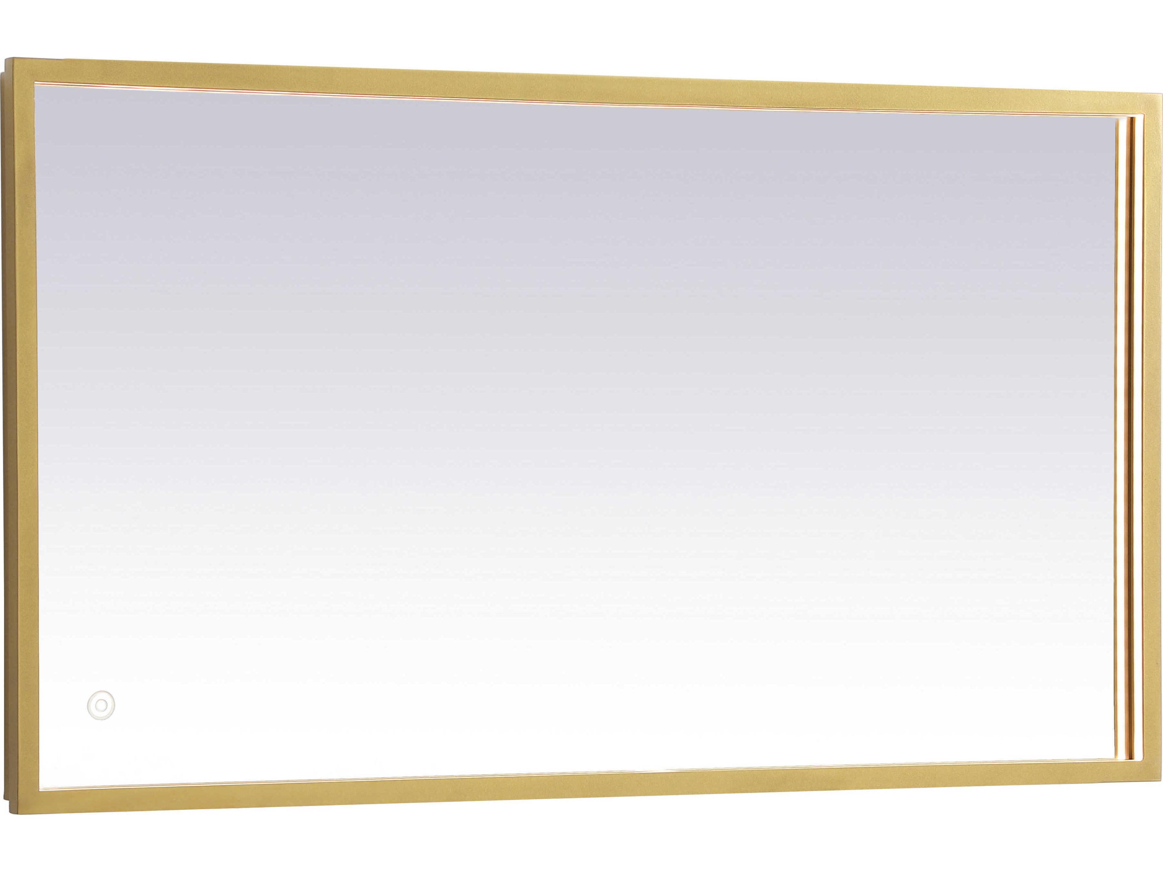 Elegant Lighting Pier Brass Rectangular LED Wall Mirror