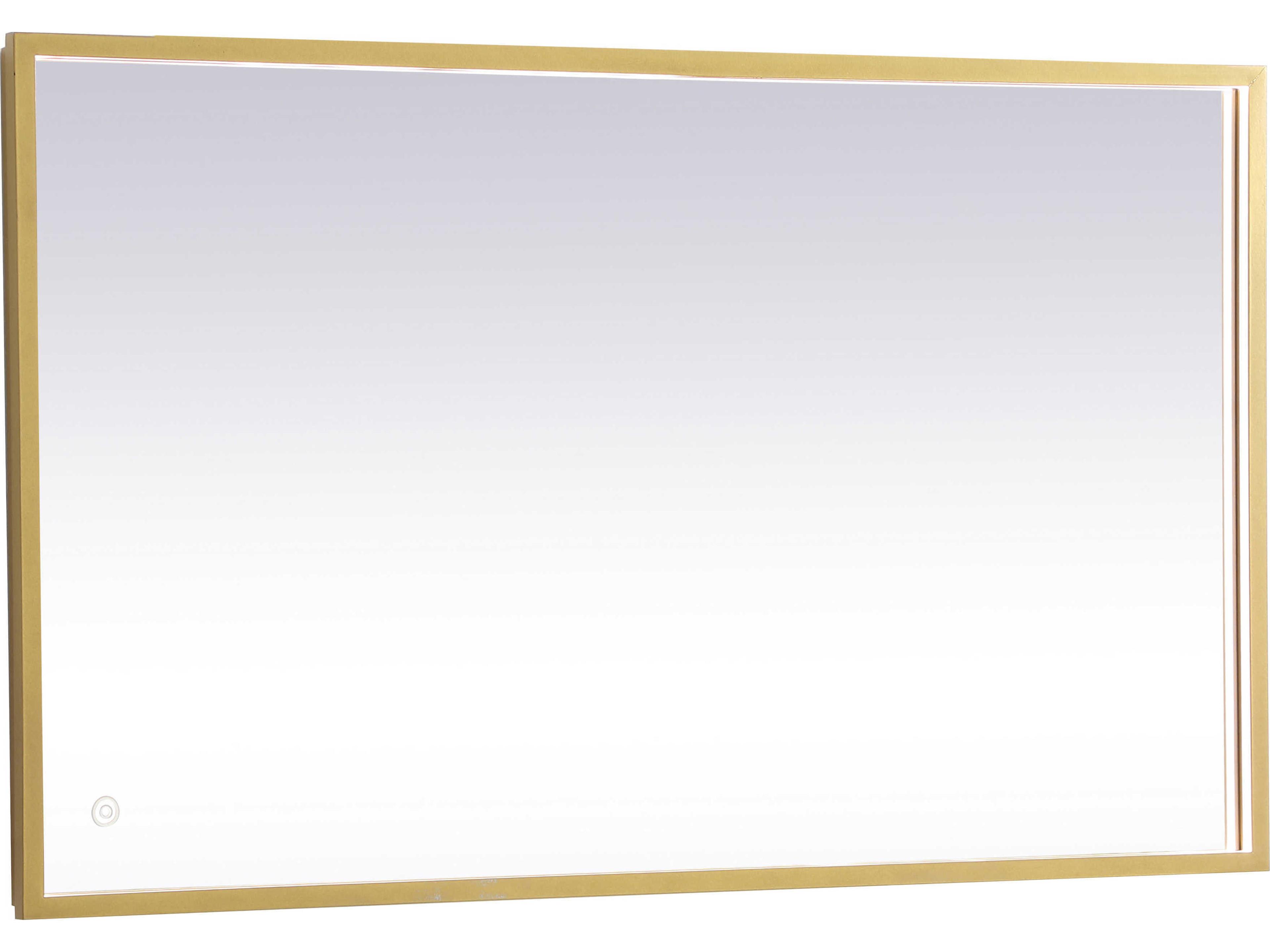 Elegant Lighting Pier Brass Rectangular LED Wall Mirror