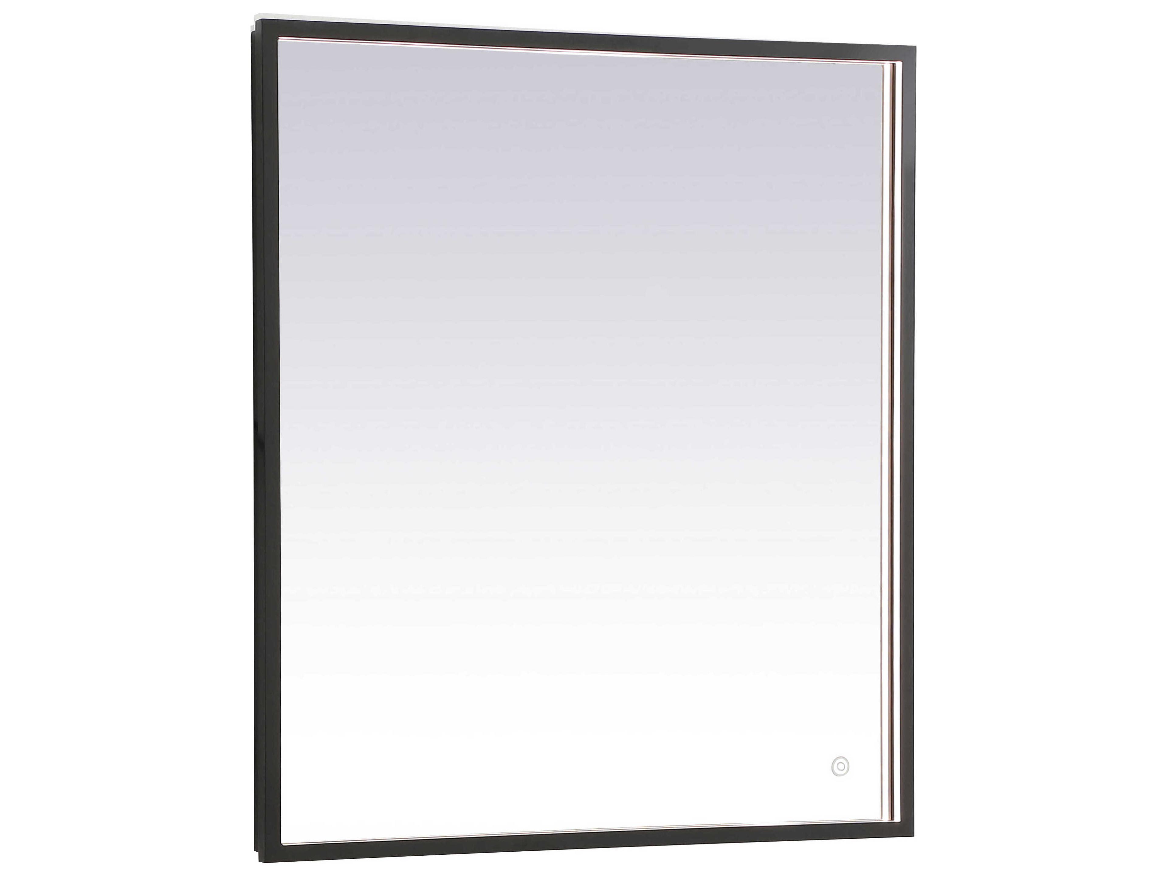 Elegant Lighting Pier Black Rectangular LED Wall Mirror