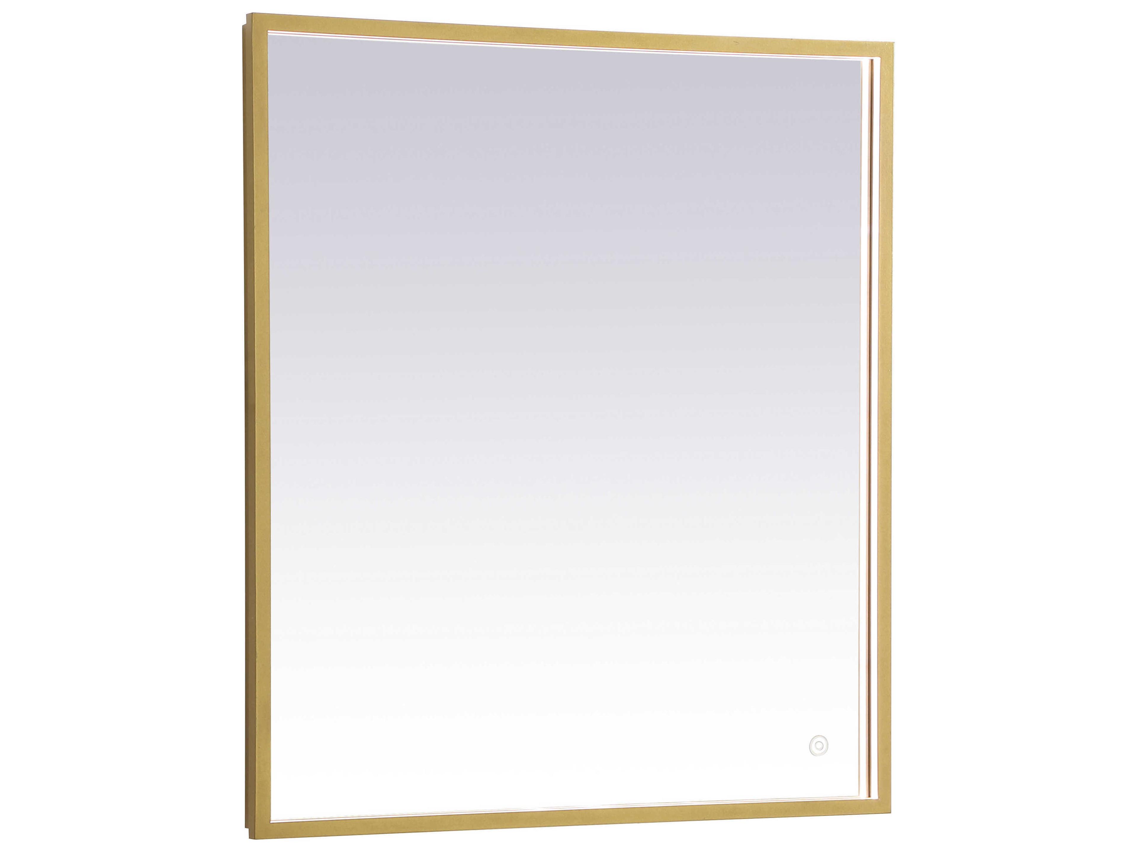 Elegant Lighting Pier Brass Rectangular LED Wall Mirror