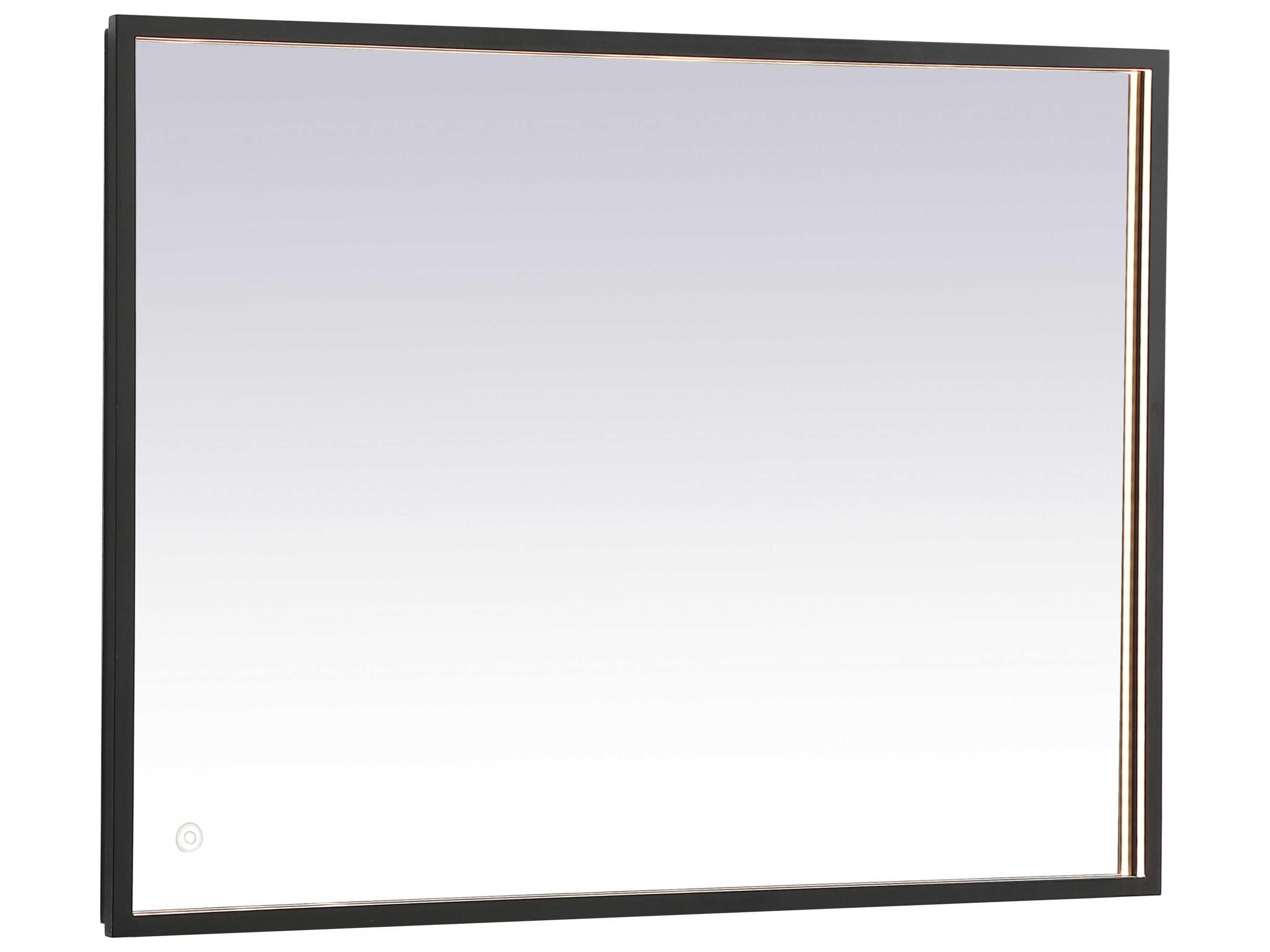 Elegant Lighting Pier Black Rectangular LED Wall Mirror