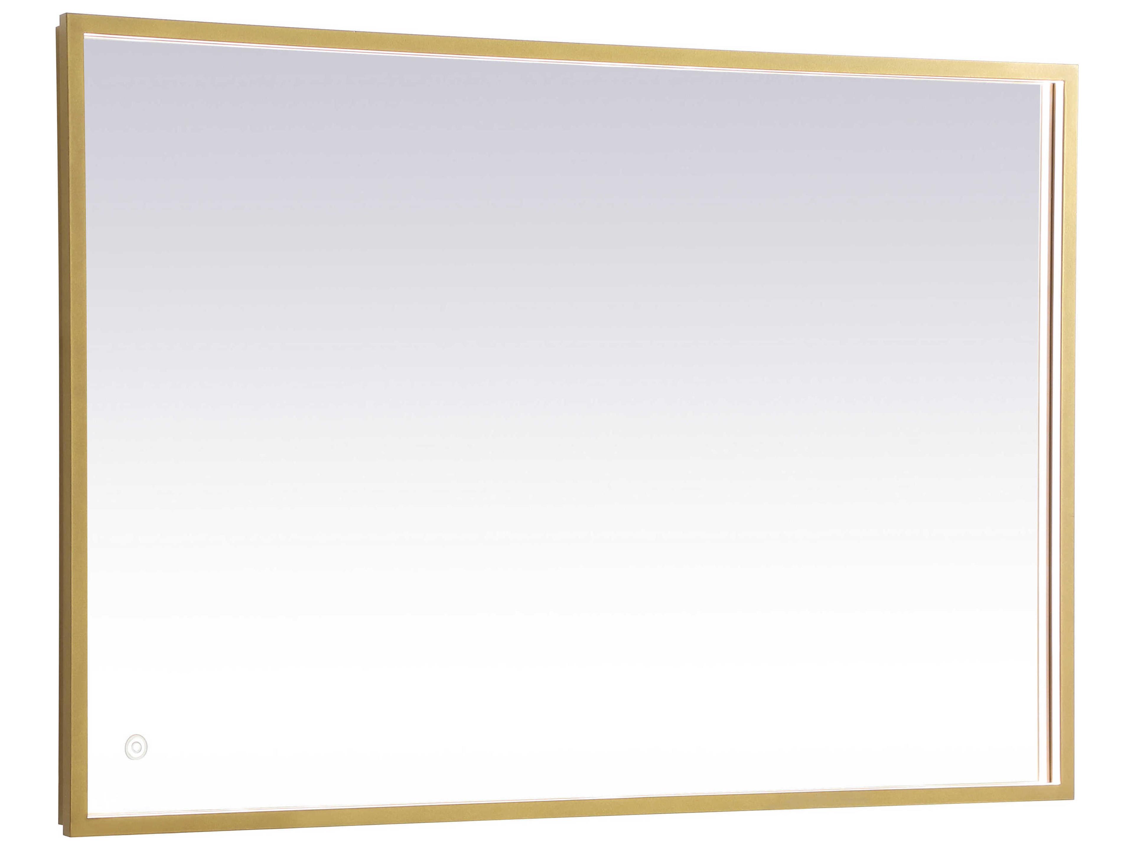 Elegant Lighting Pier Brass Rectangular LED Wall Mirror