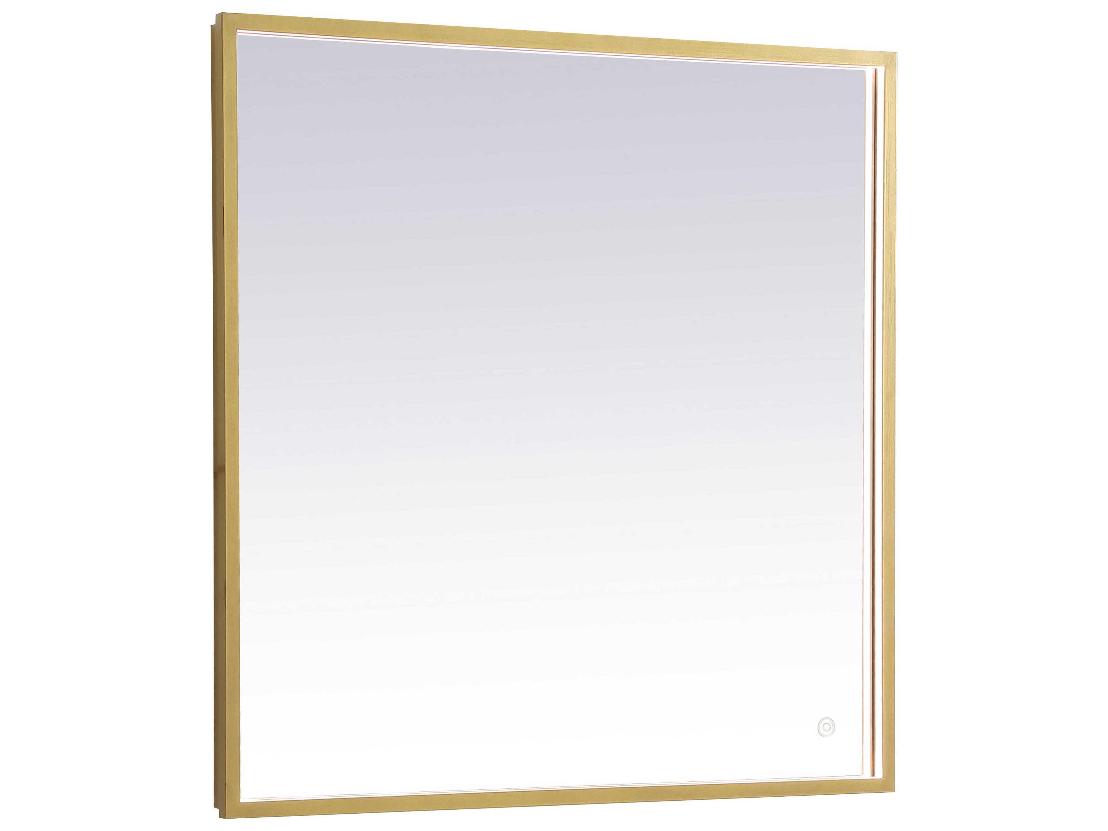 Elegant Lighting Pier Brass Rectangular LED Wall Mirror