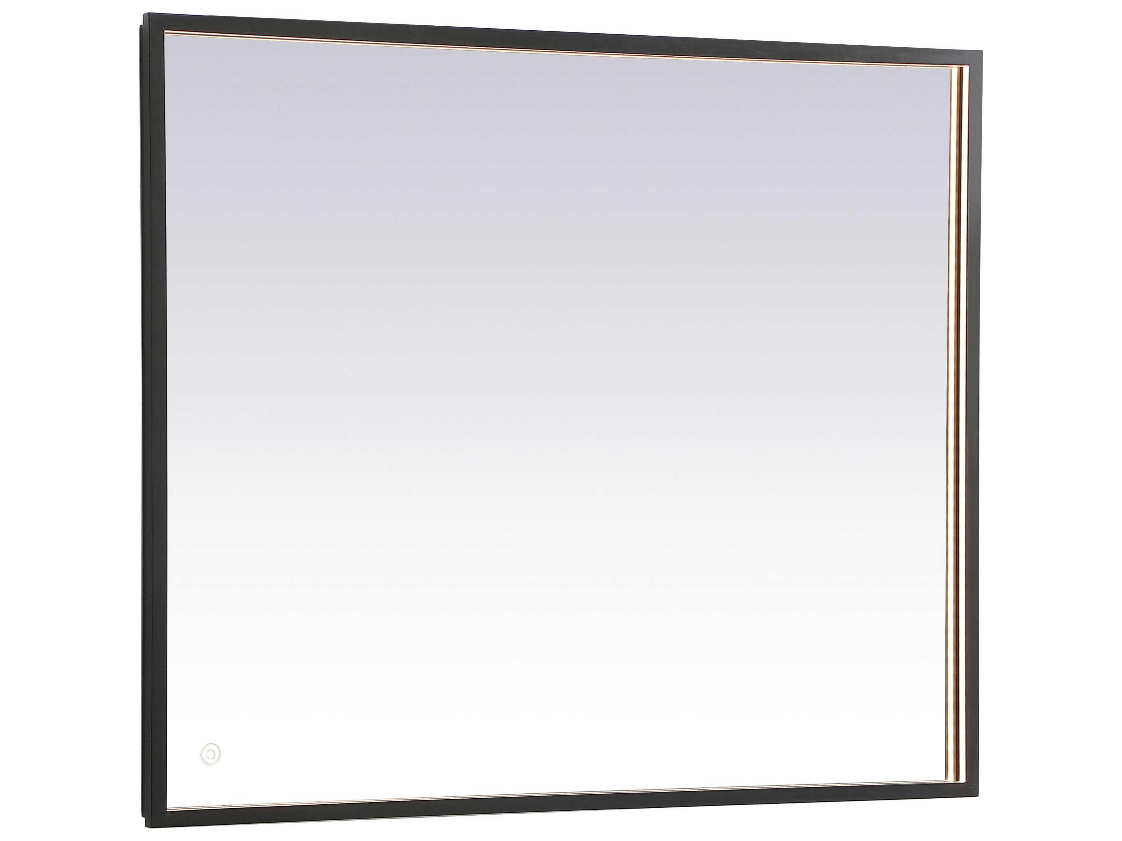 Elegant Lighting Pier Black Rectangular LED Wall Mirror