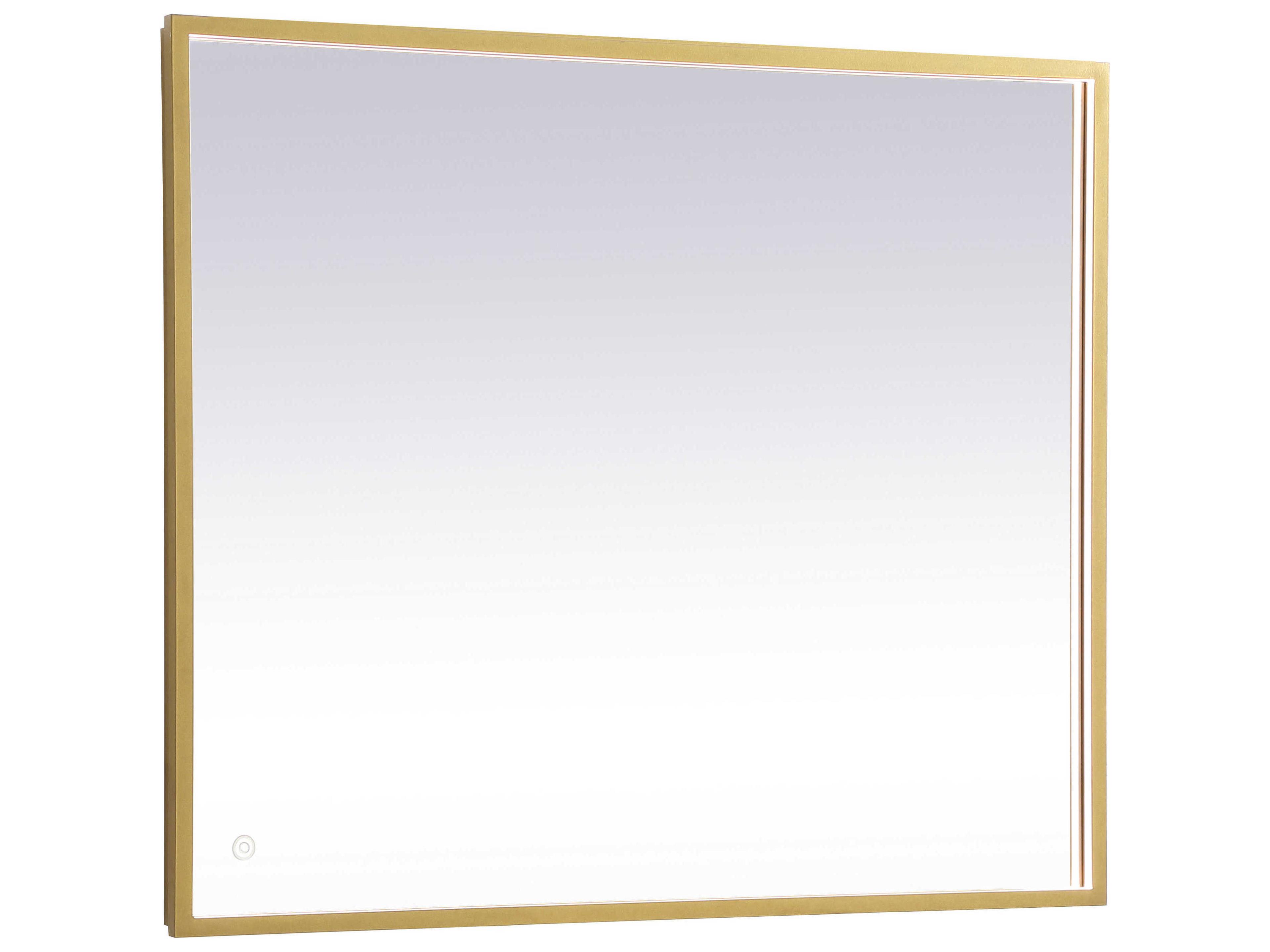 Elegant Lighting Pier Brass Rectangular LED Wall Mirror