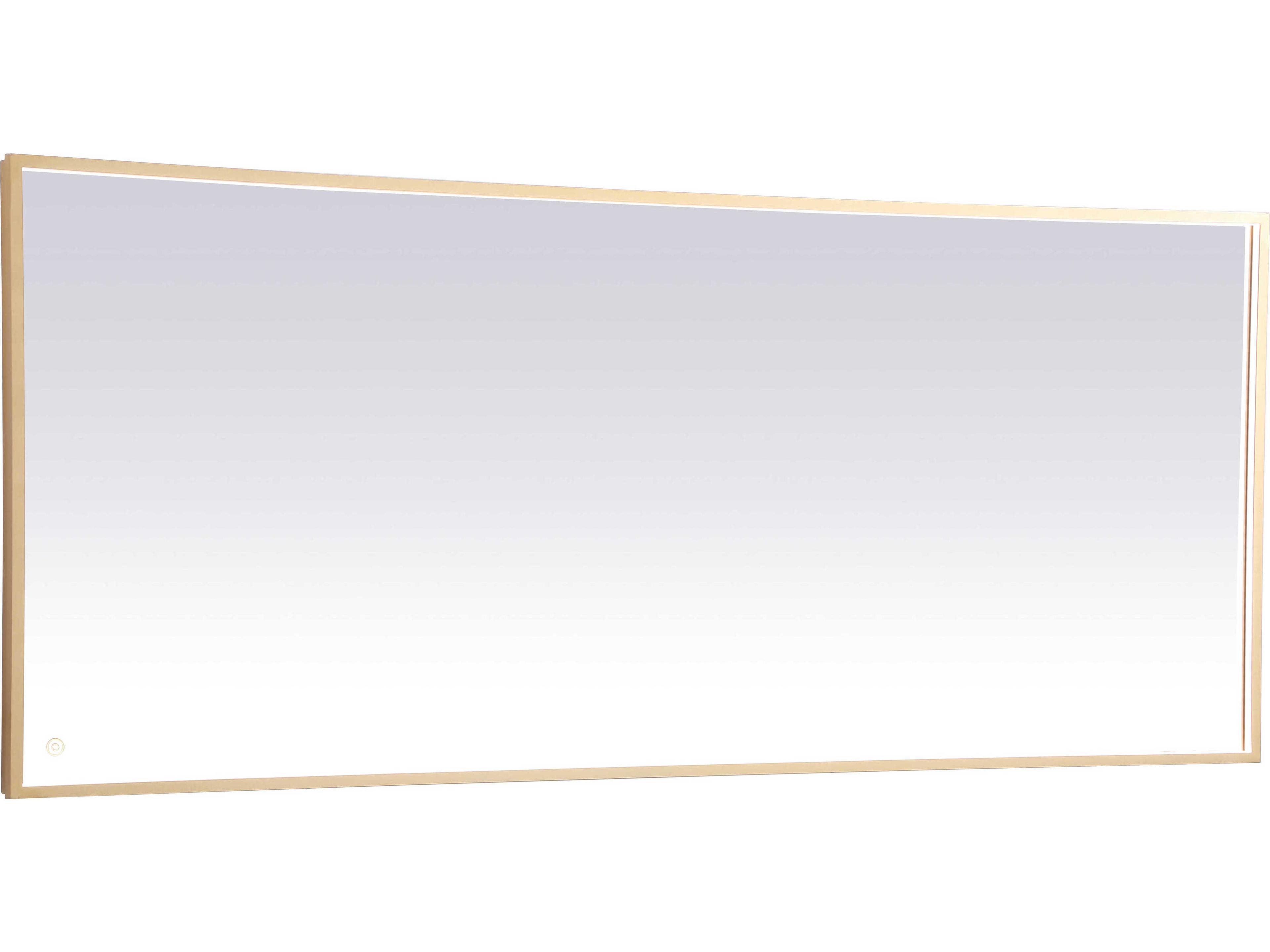 Elegant Lighting Pier Brass Rectangular LED Wall Mirror