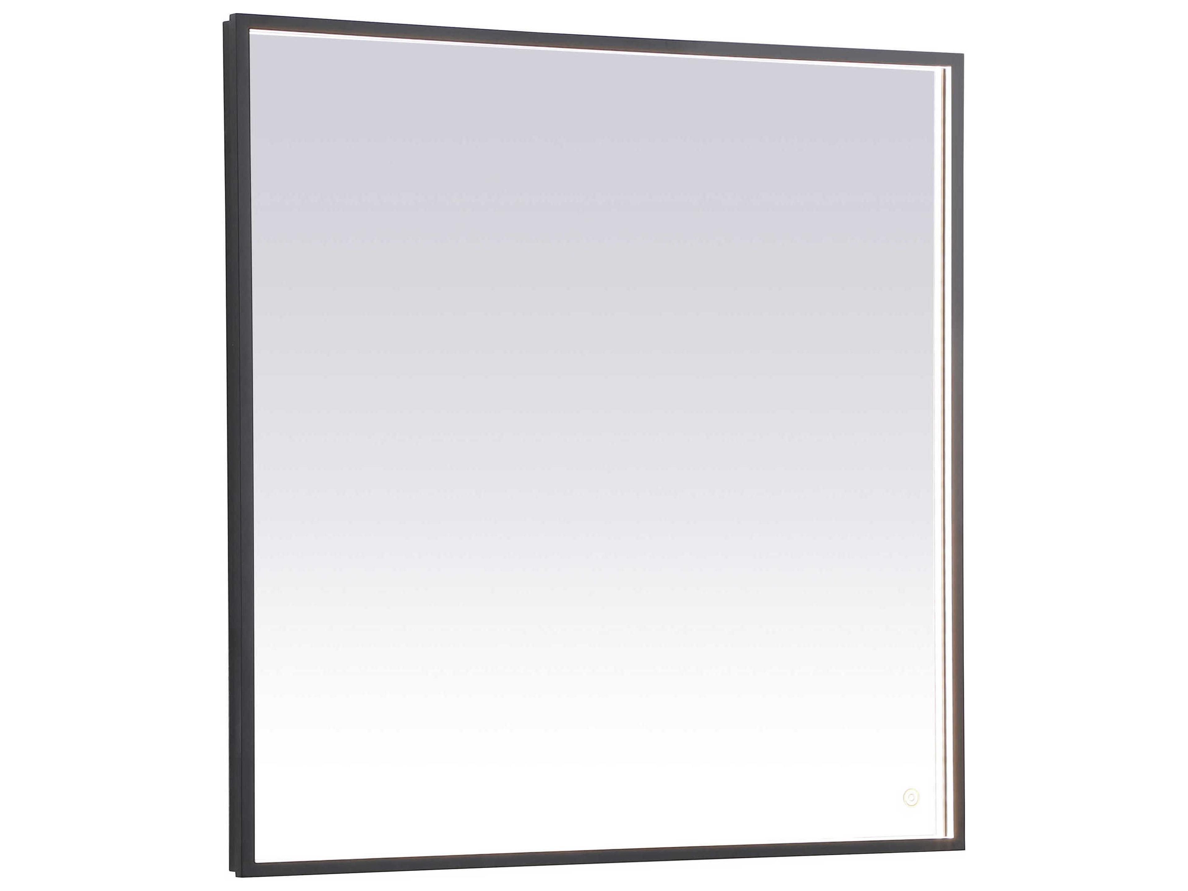 Elegant Lighting Pier Black Square LED Wall Mirror