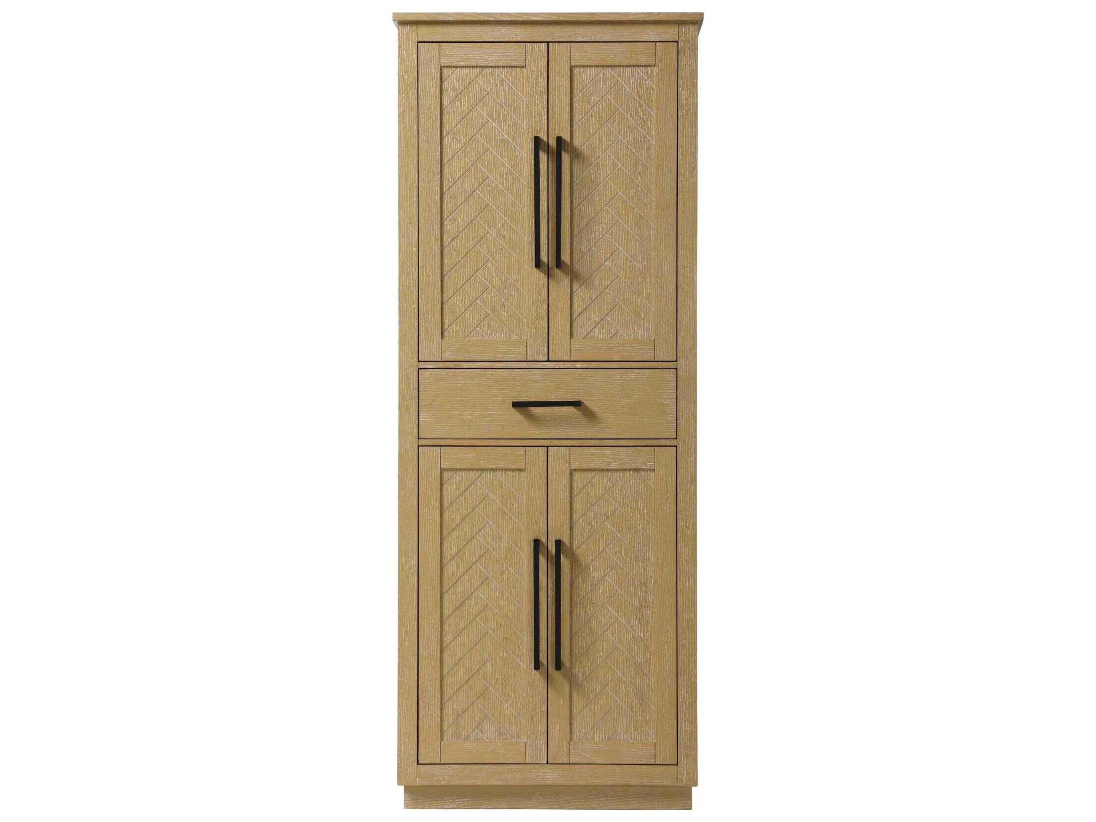 Elegant Lighting Chase Linen Oak Brown Rubberwood Bath Storage Cabinet