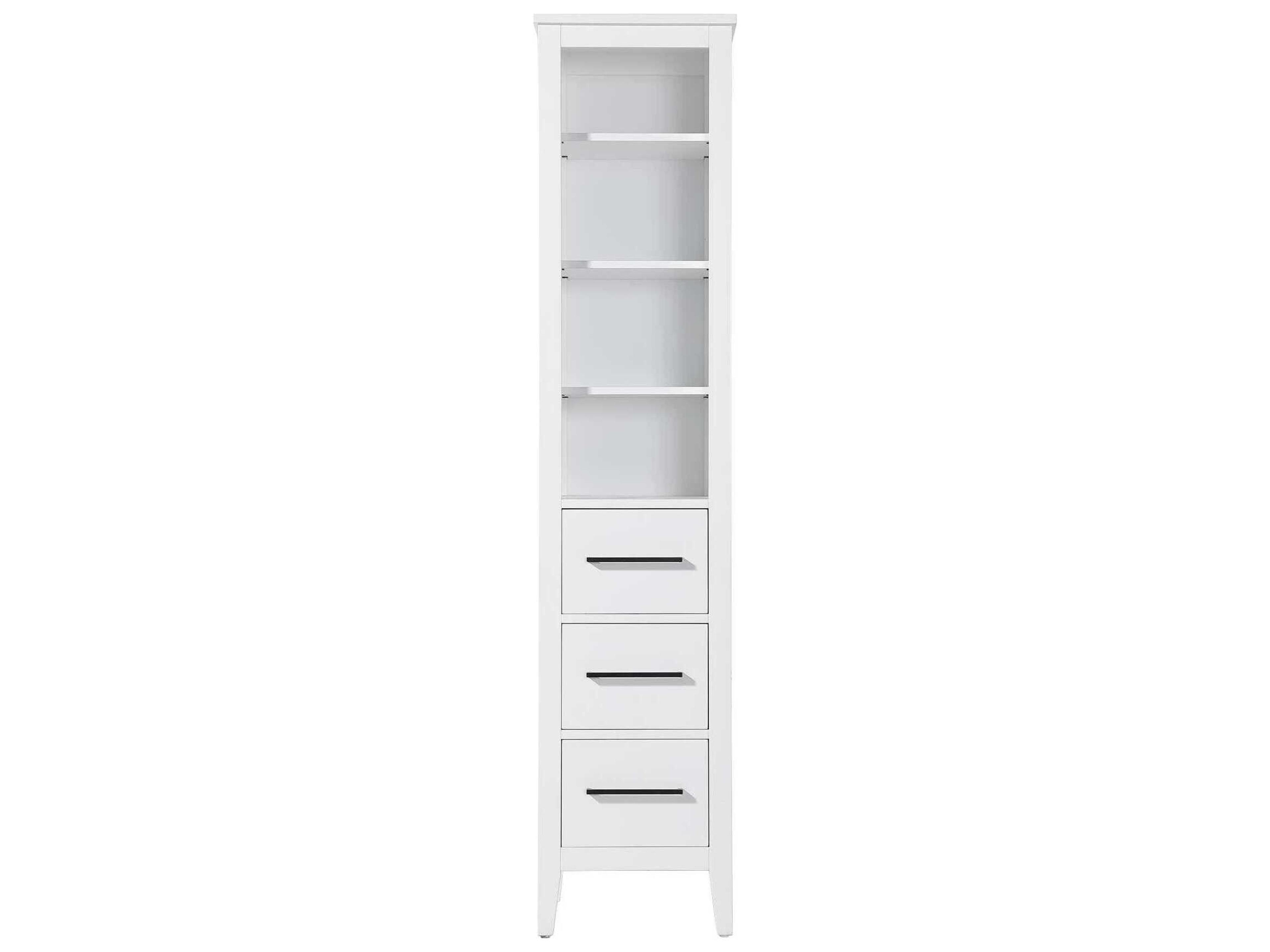 Elegant Lighting Millie White Rubberwood Open Shelving Bath Storage Cabinet