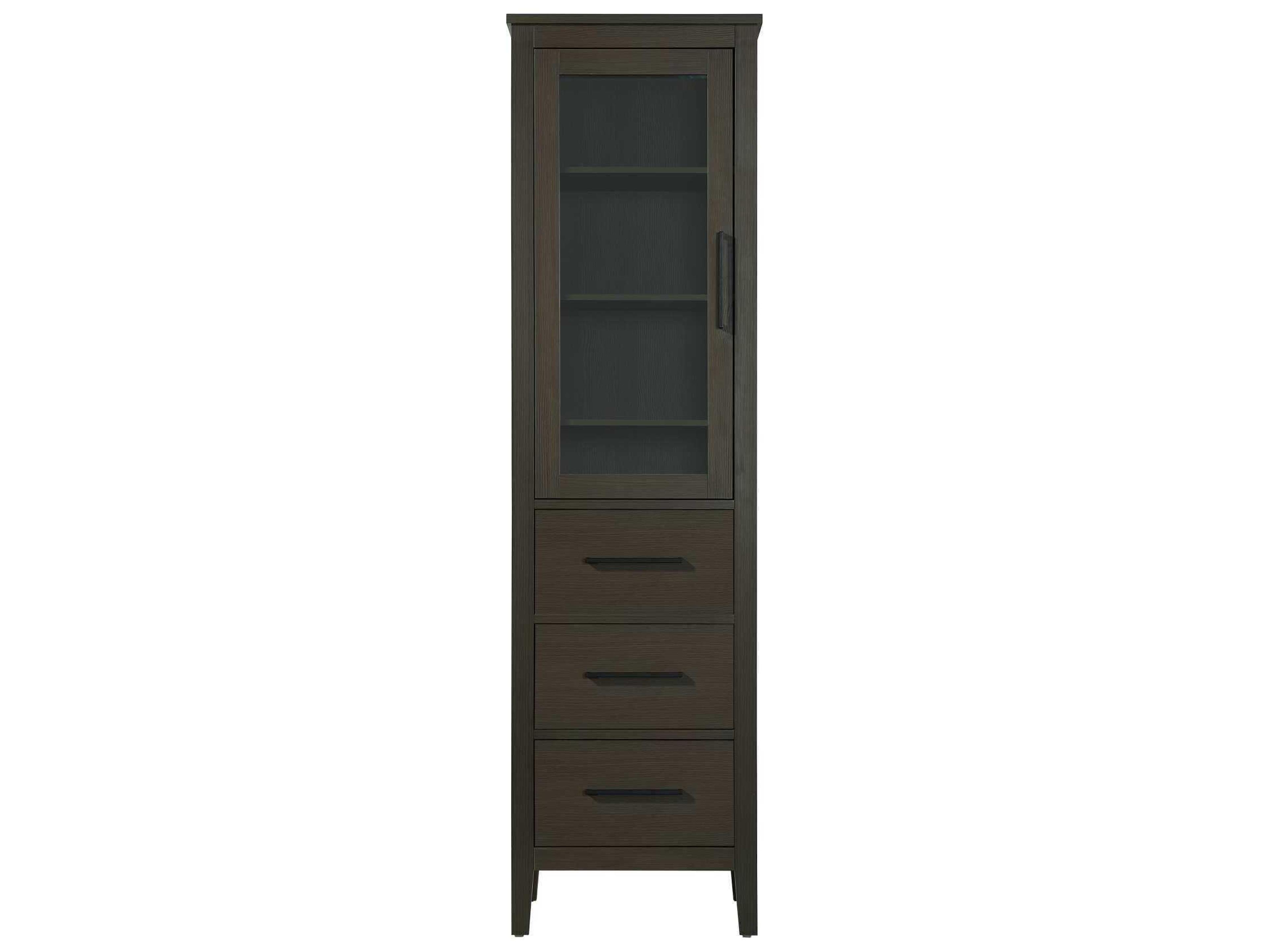 Elegant Lighting Millie Mocha Brown Rubberwood Bath Storage Glass Cabinet