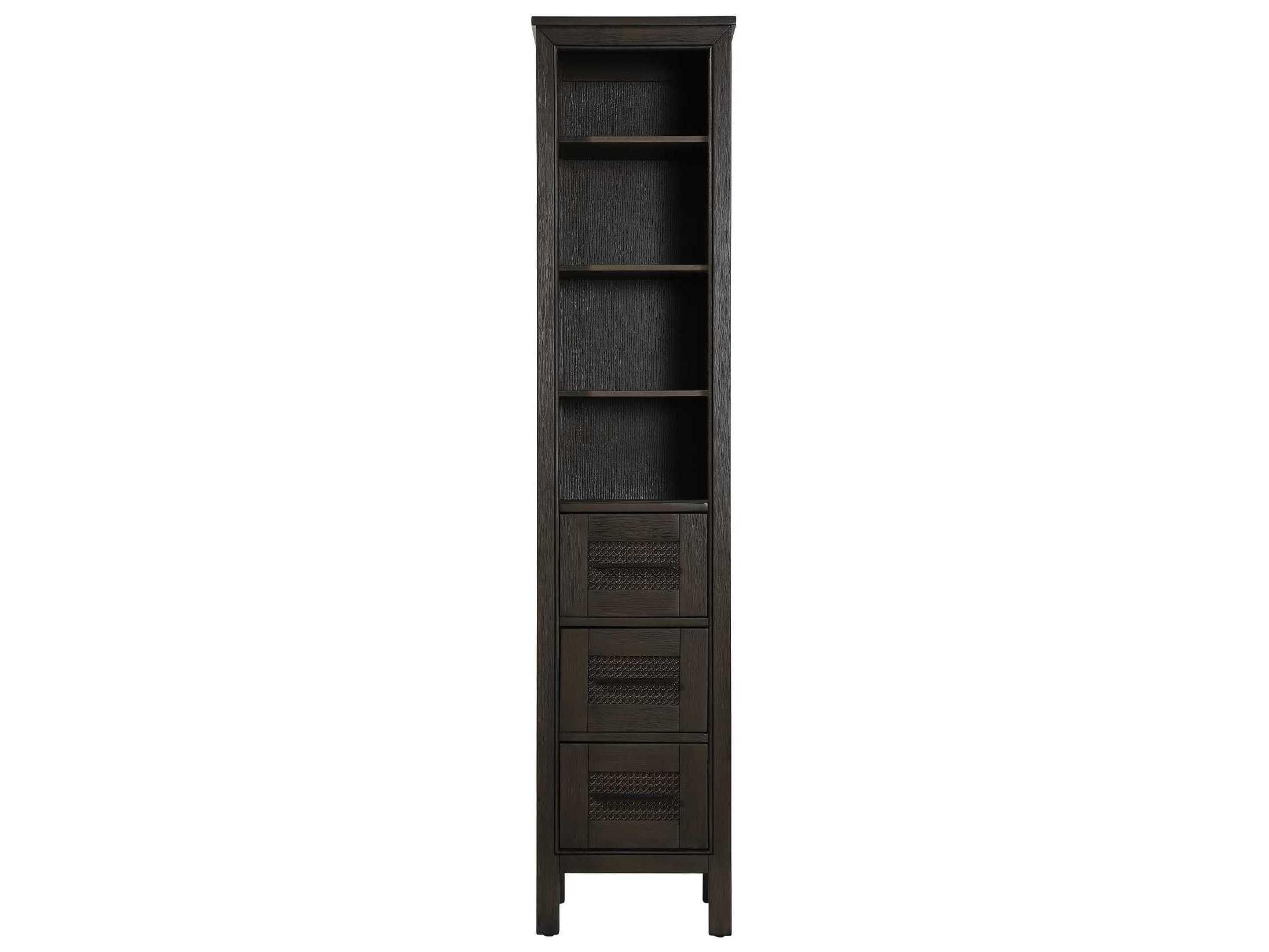 Elegant Lighting Alina Chocolate Oak Brown Rubberwood Open Shelving Bath Storage Cabinet