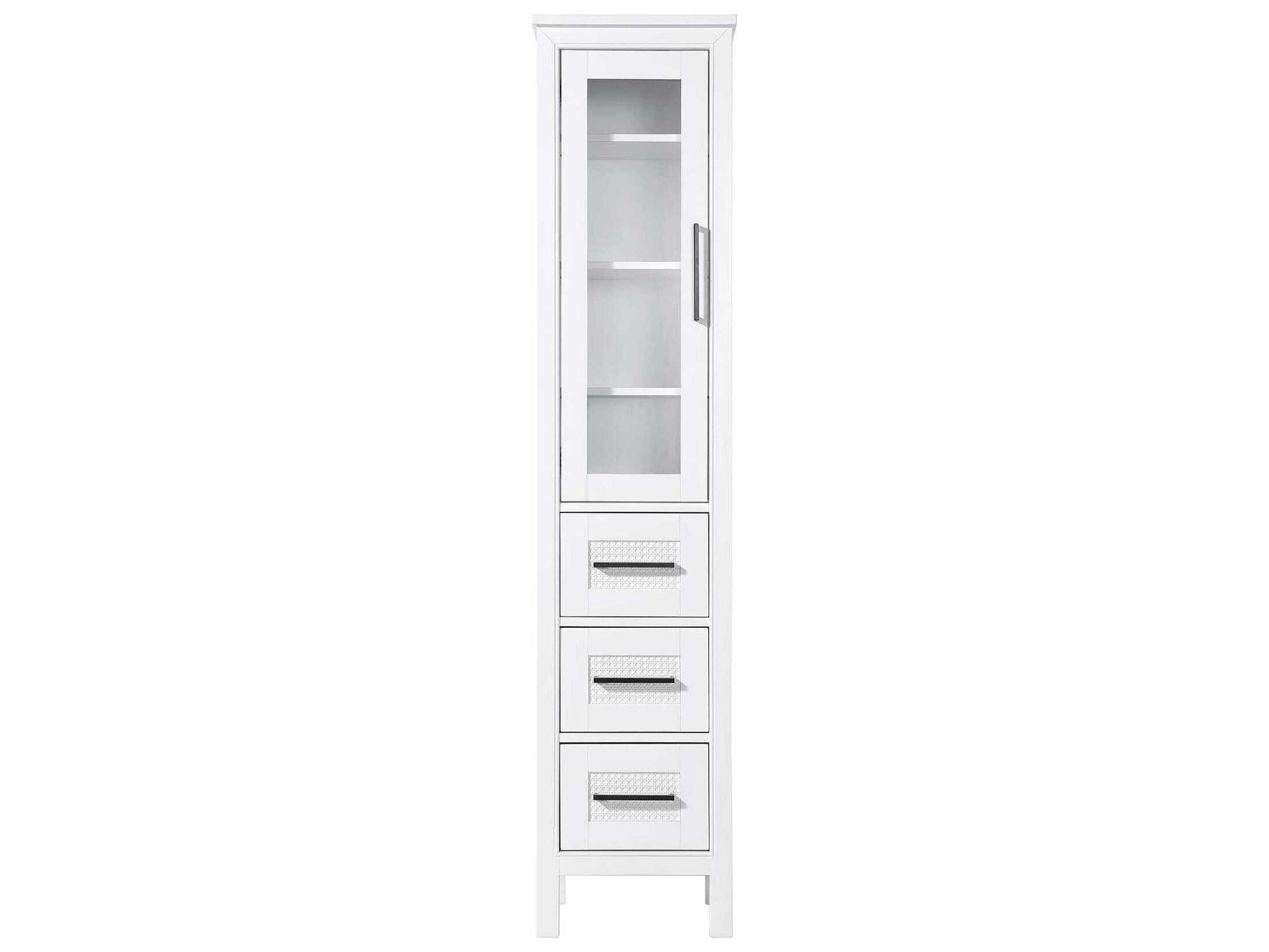 Elegant Lighting Alina White Rubberwood Bath Storage Glass Cabinet