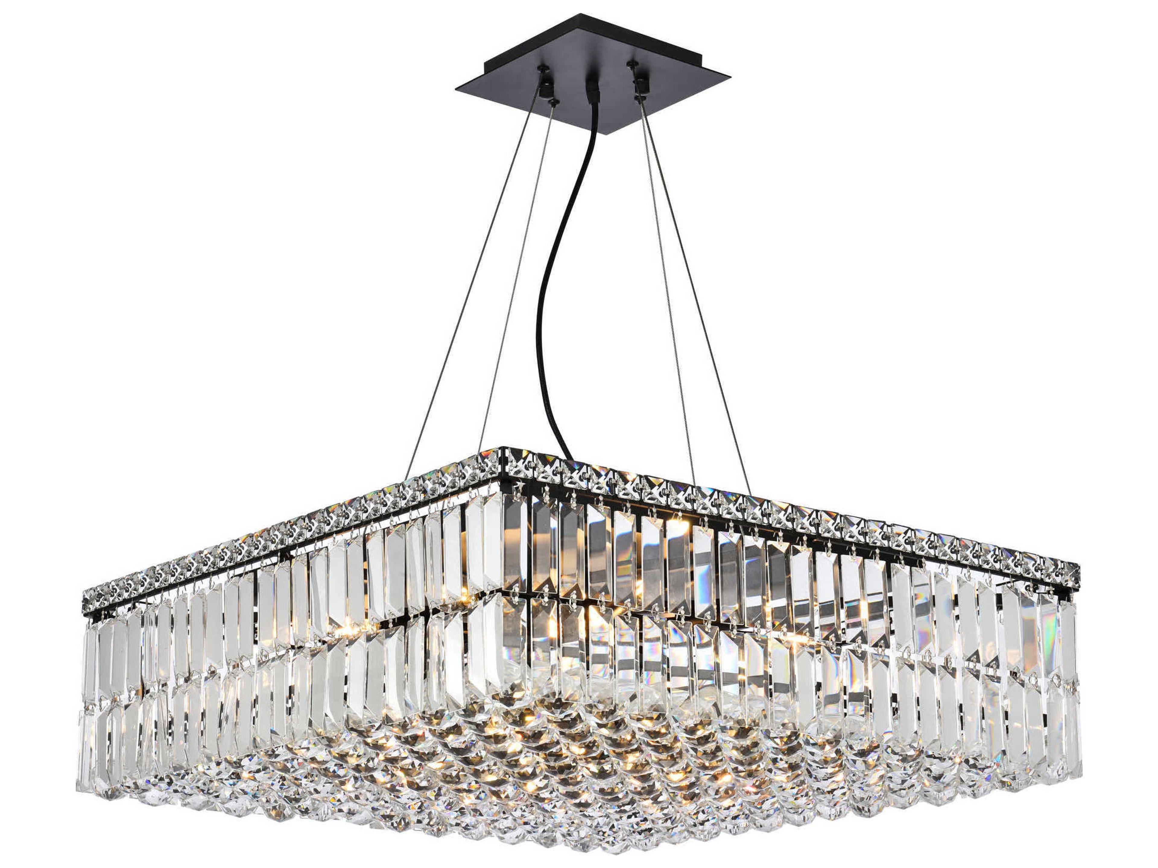 Elegant Lighting Maxime 12-Light Black And Clear Crystal Pendant