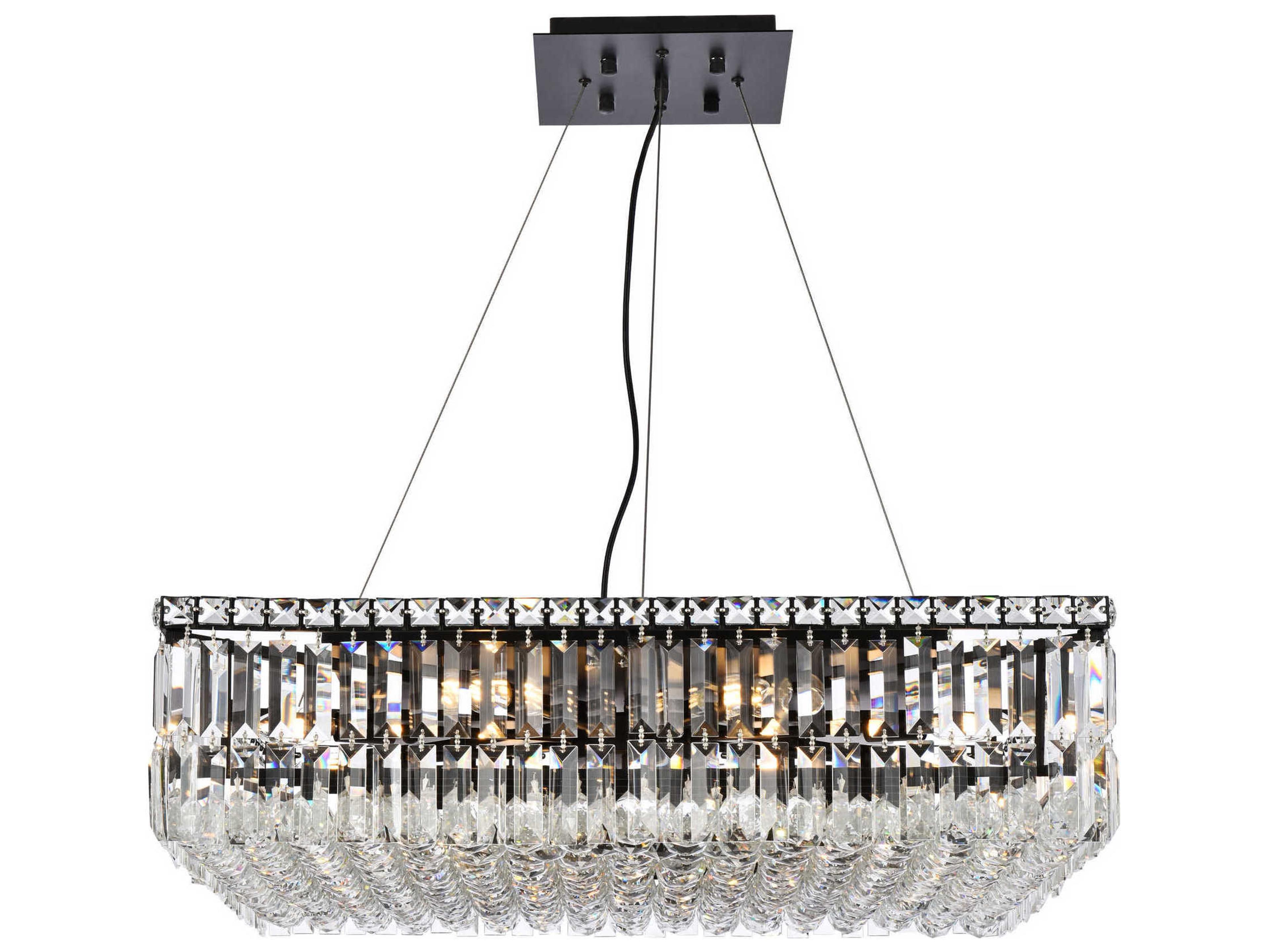 Elegant Lighting Maxime 12-Light Black And Clear Crystal Pendant