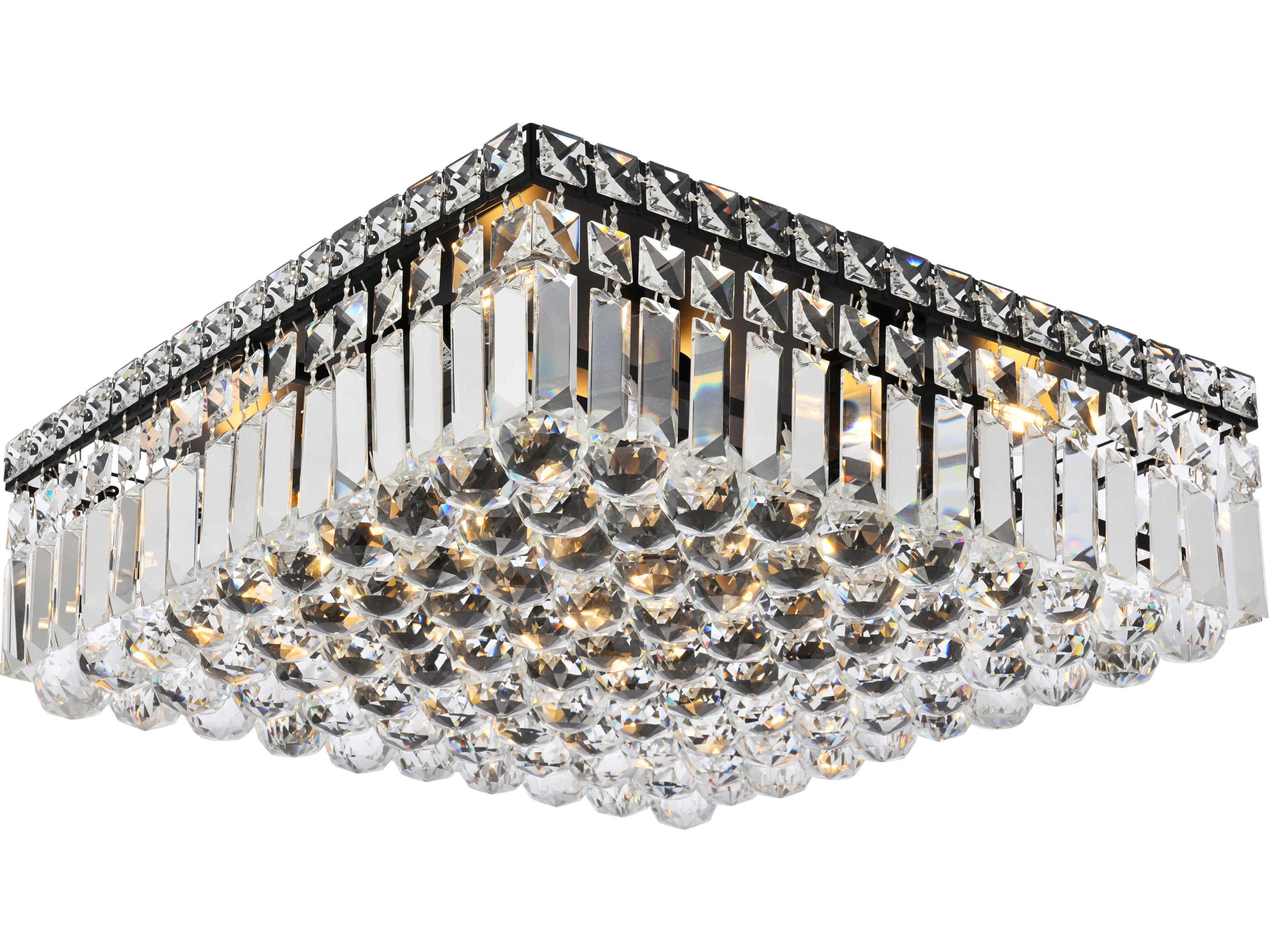 Elegant Lighting Maxime 6-Light Black And Clear Crystal Flush Mount