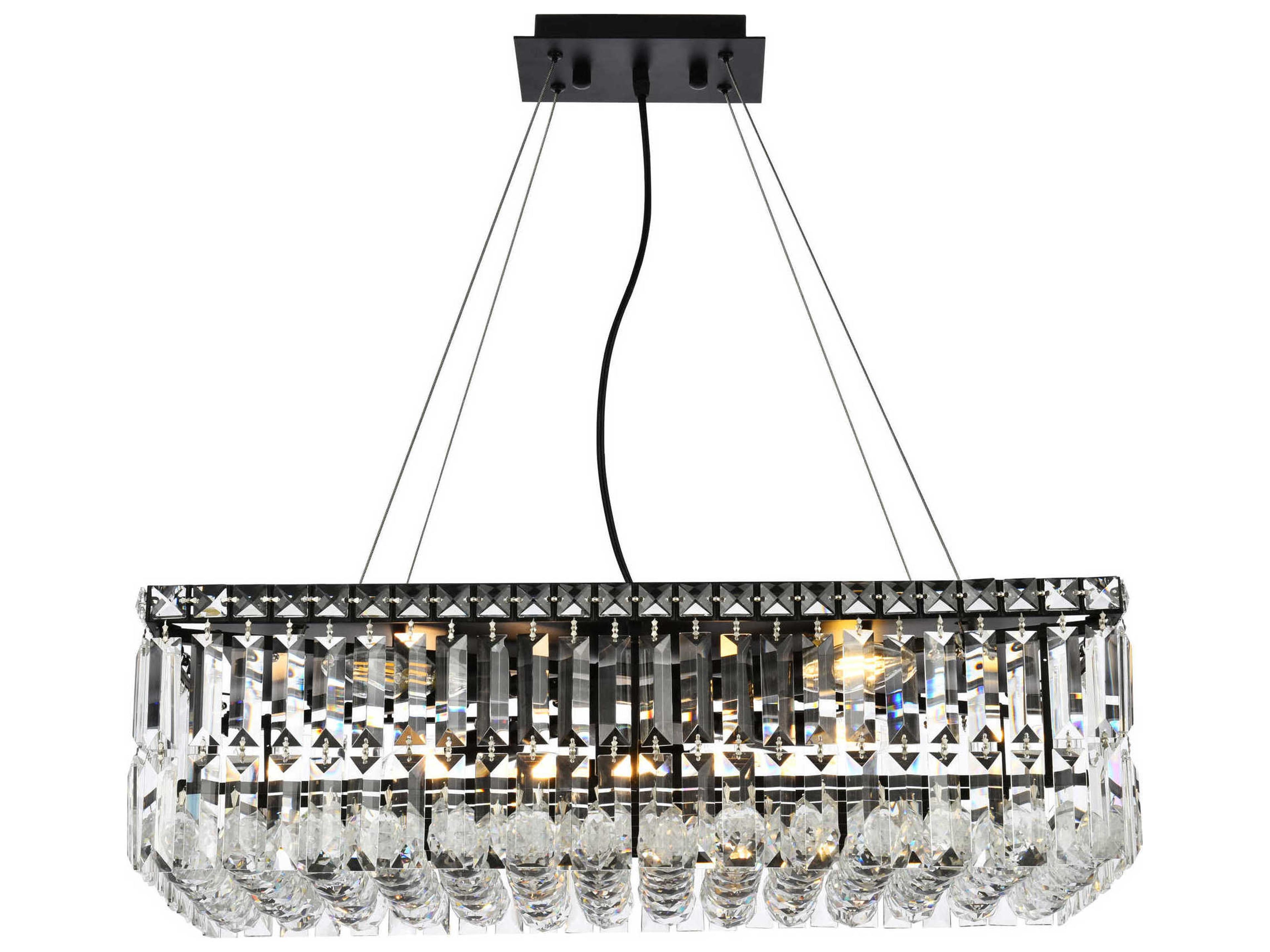 Elegant Lighting Maxime 6-Light Black And Clear Crystal Island Pendant