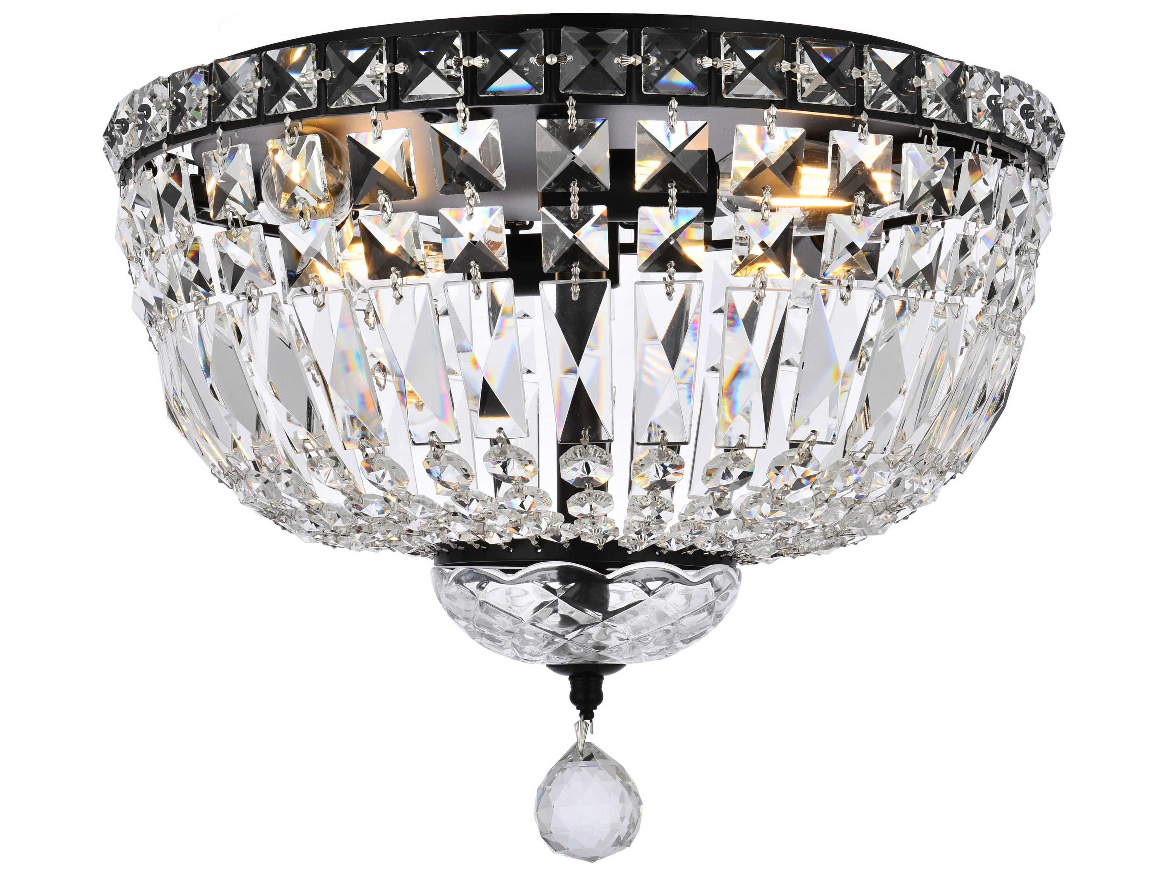 Elegant Lighting Tranquil 4-Light Black And Clear Crystal Glass Flush Mount