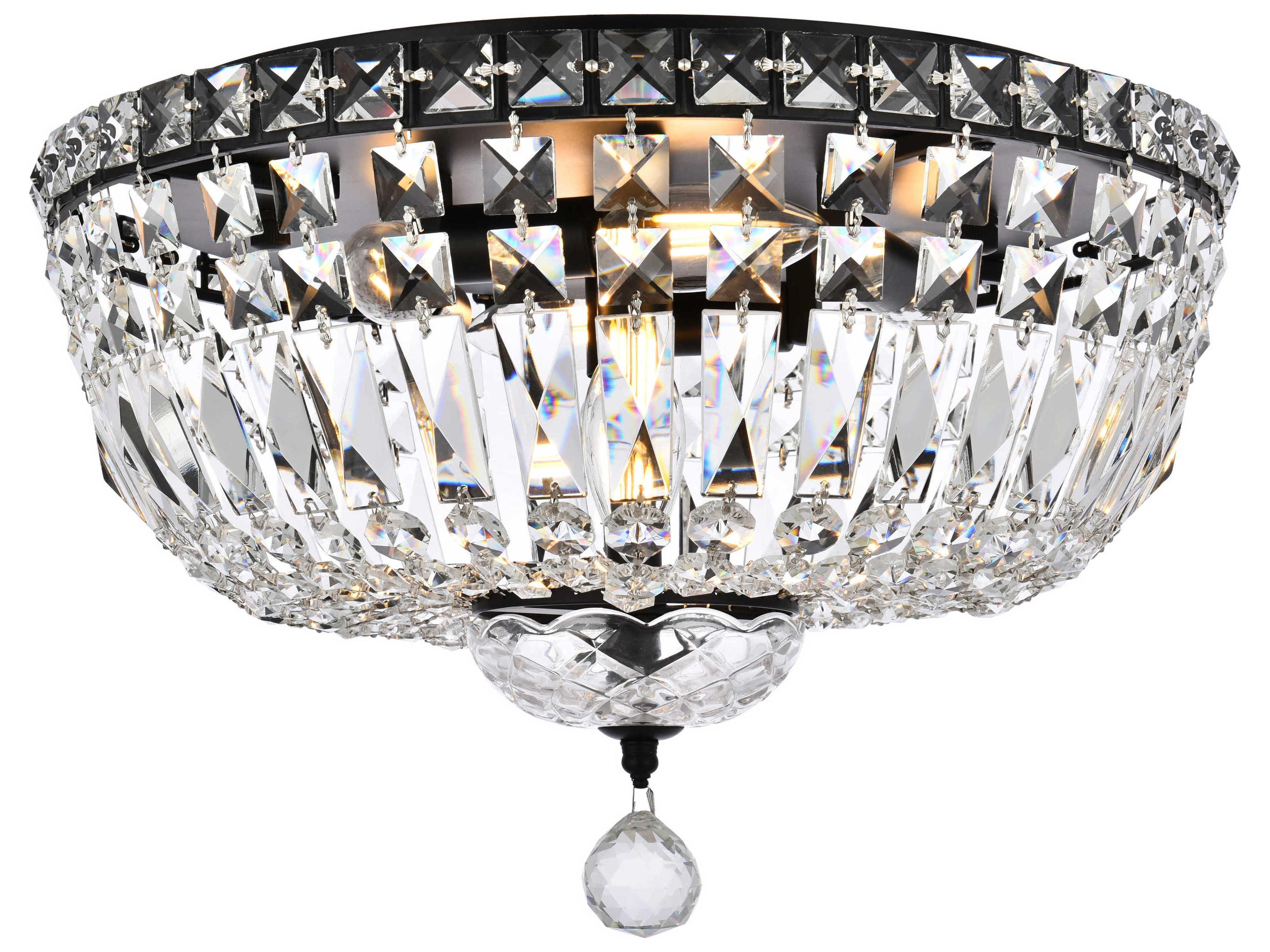 Elegant Lighting Tranquil 6-Light Black And Clear Crystal Glass Flush Mount