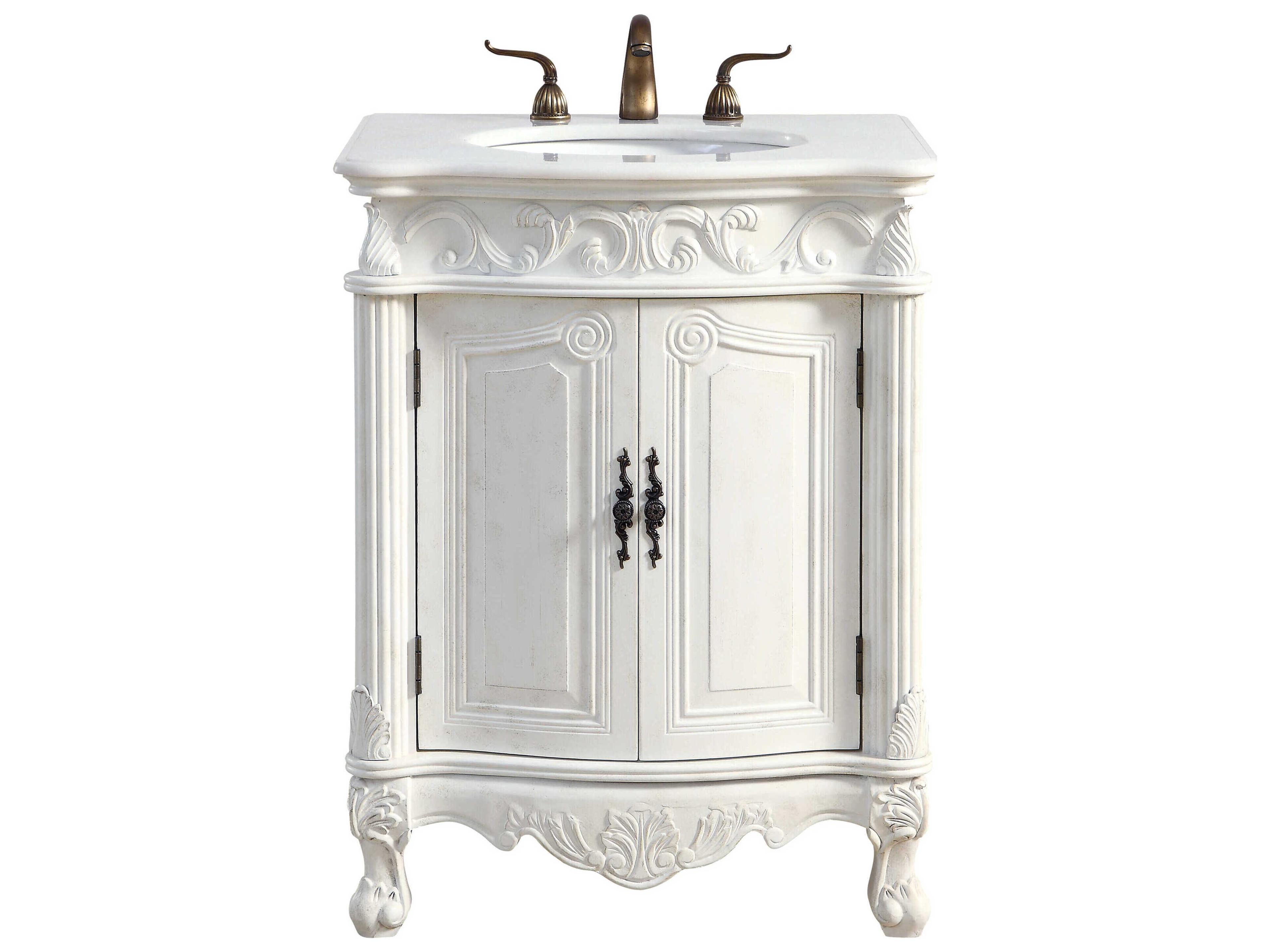Elegant Lighting Danville Antique White 27" Vanity with Ivory White Quartz Countertop