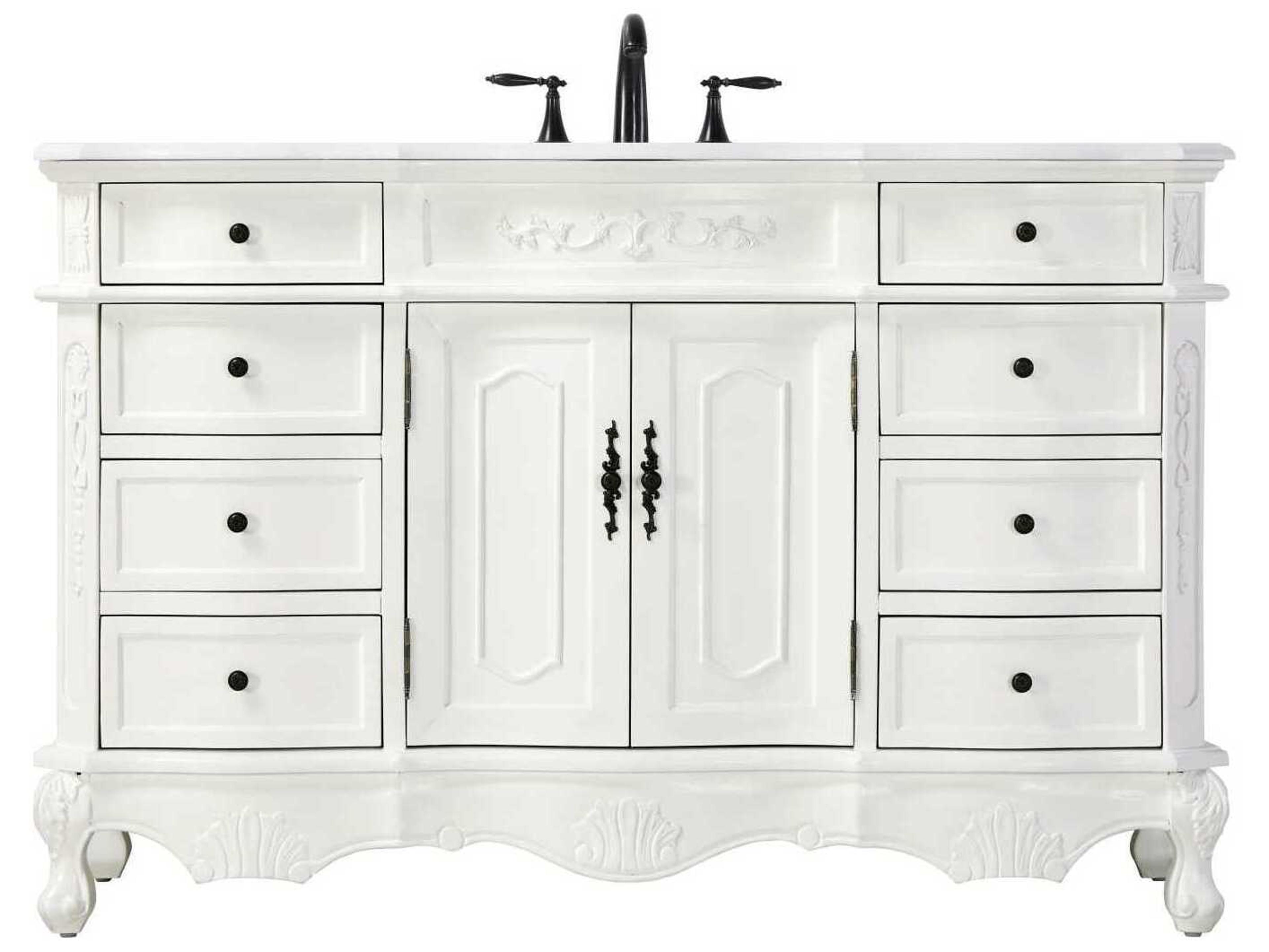 Elegant Lighting Danville 54" Antique White Vanity