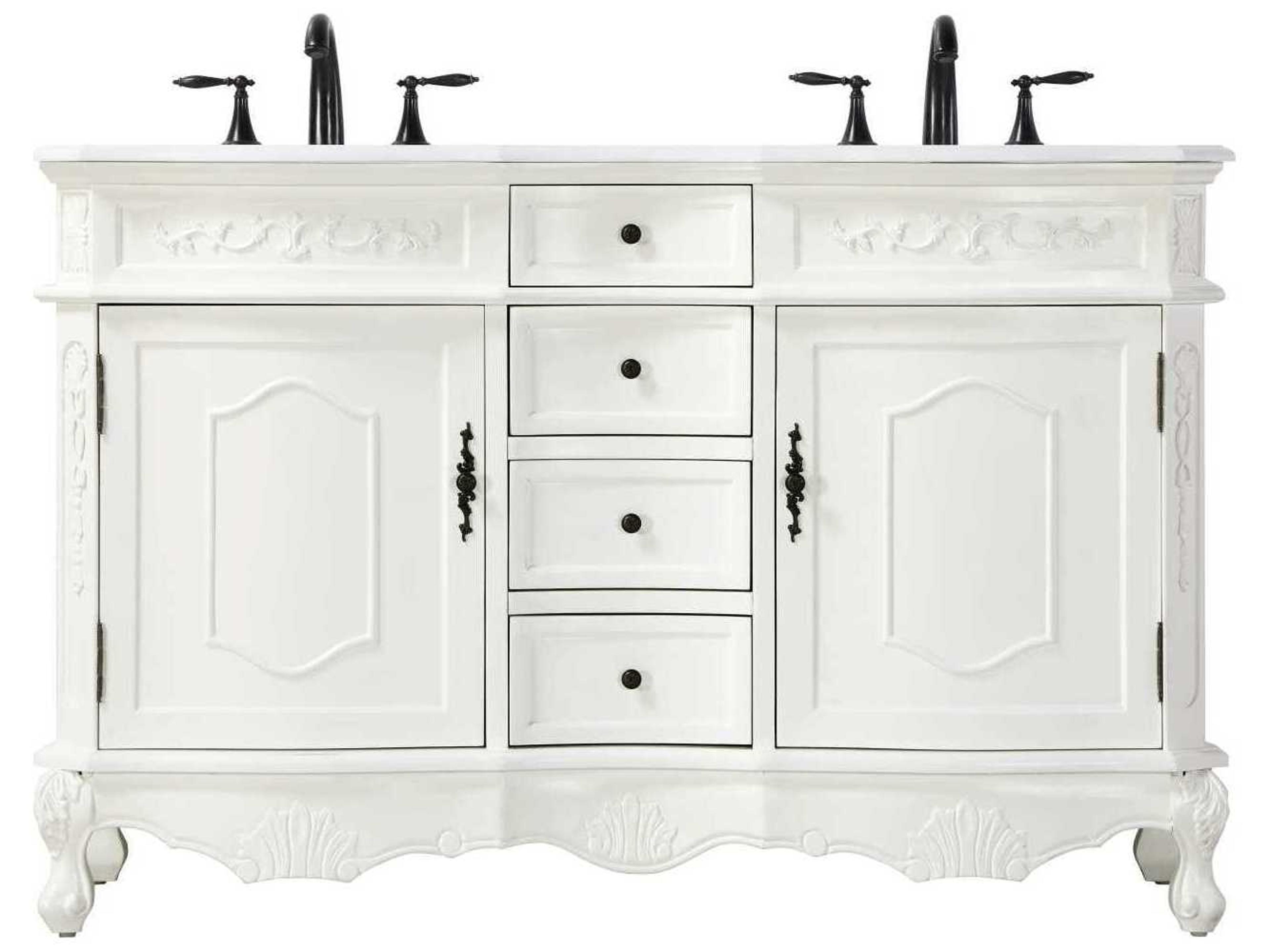Elegant Lighting Danville 54" Antique White Vanity