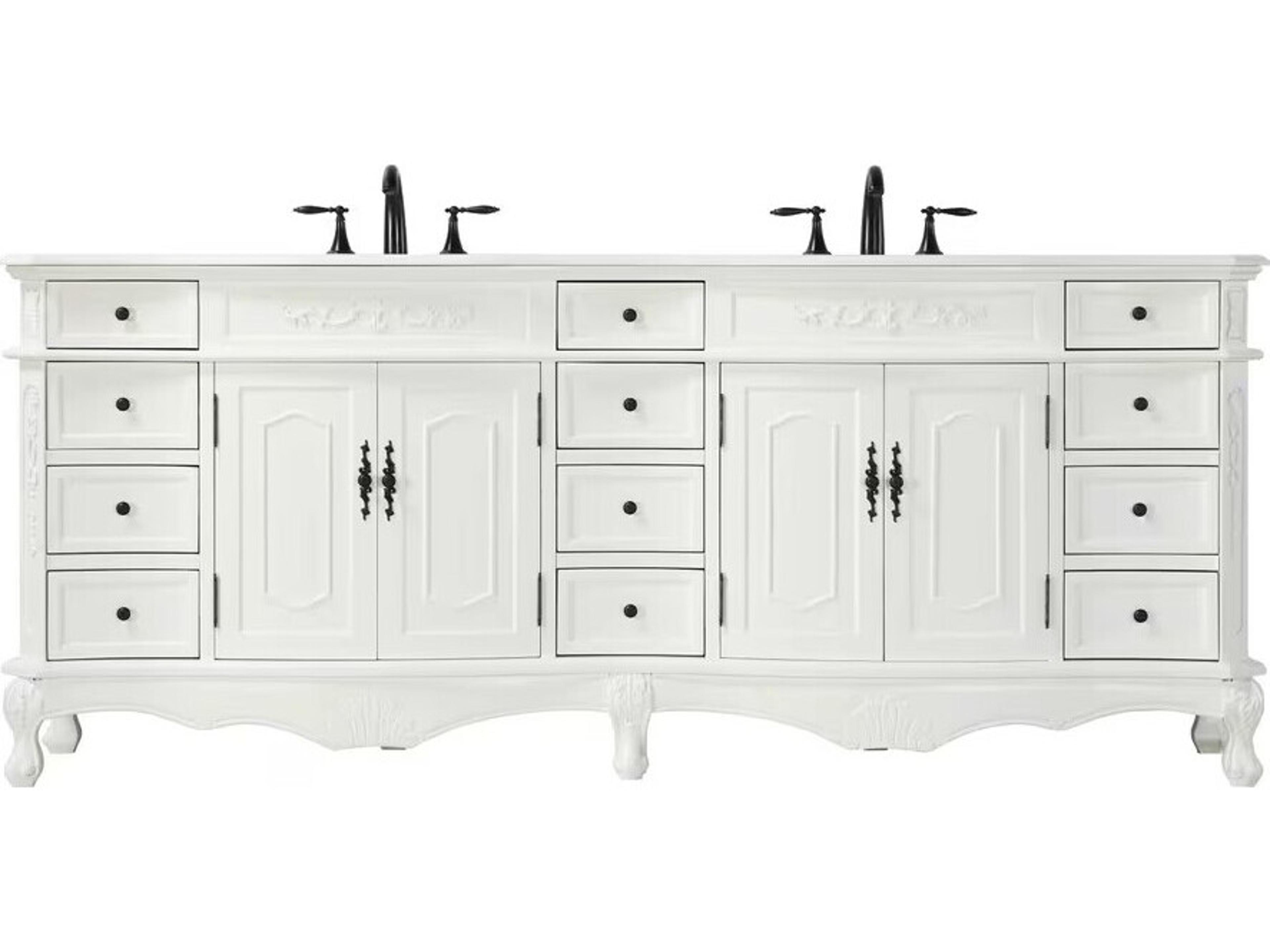 Elegant Lighting Danville 84" Antique White Vanity