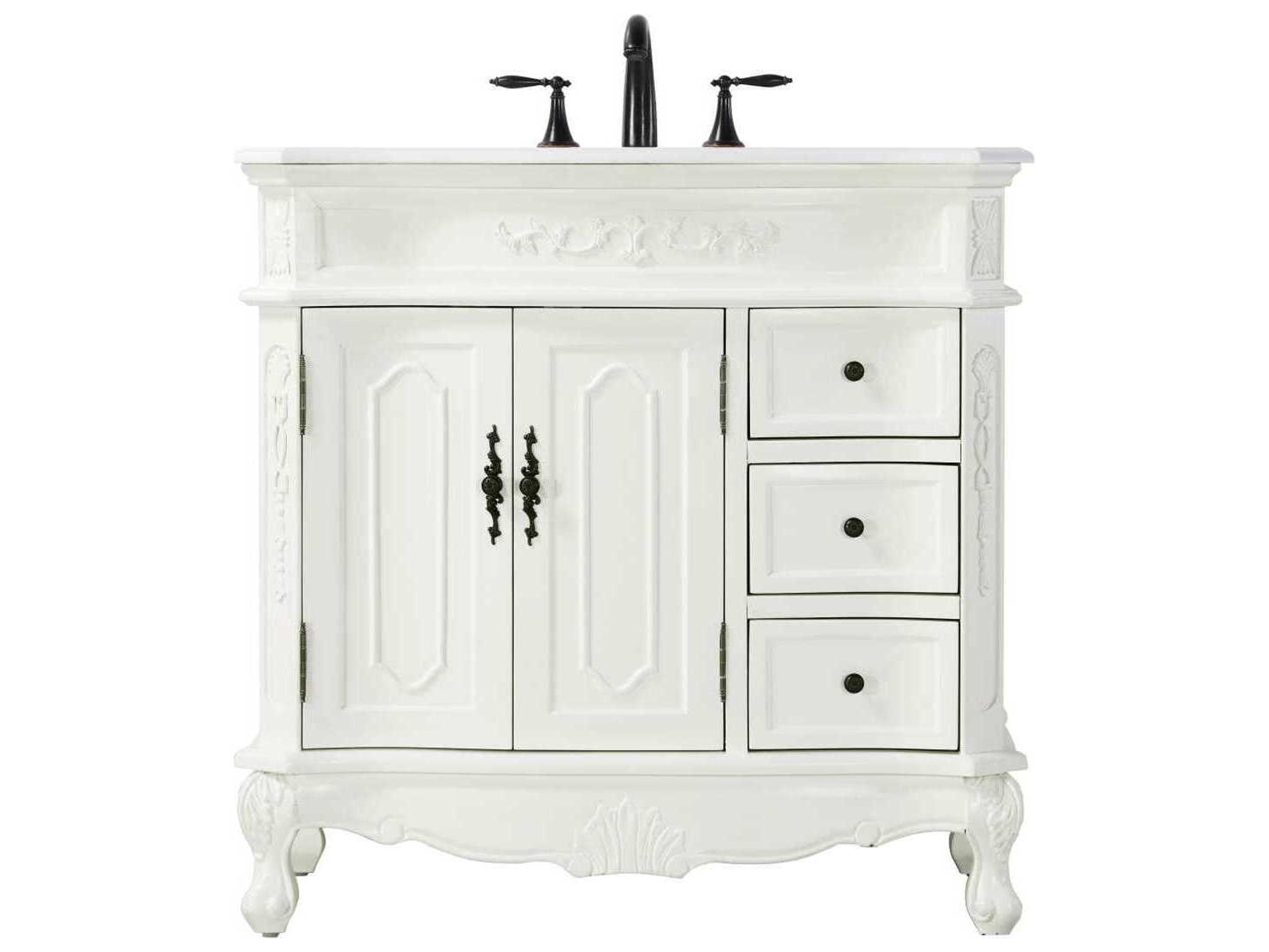 Elegant Lighting Danville 36" Antique White Vanity