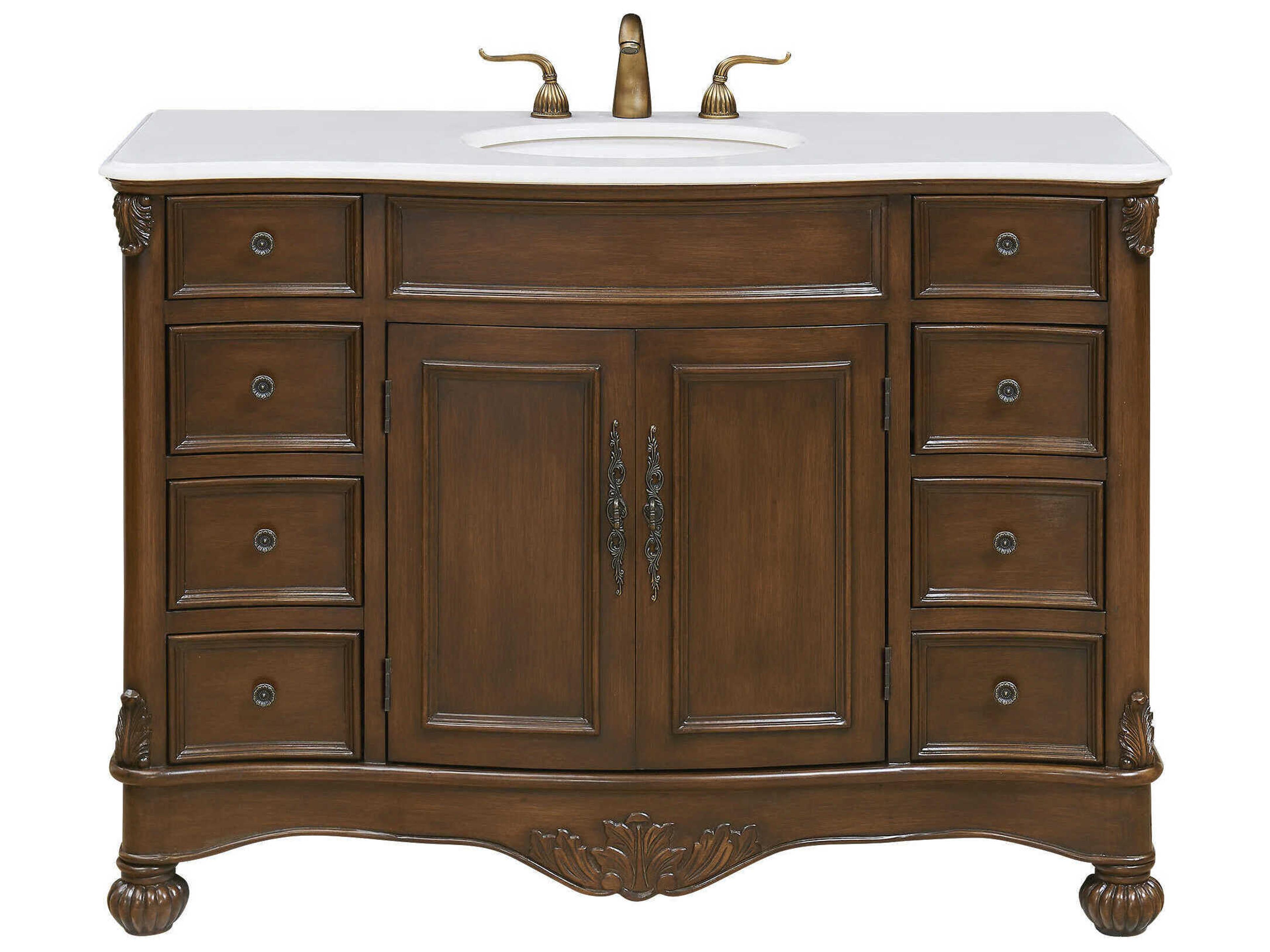 Elegant Lighting Windsor Brown 48" Vanity with Ivory White Quartz Countertop