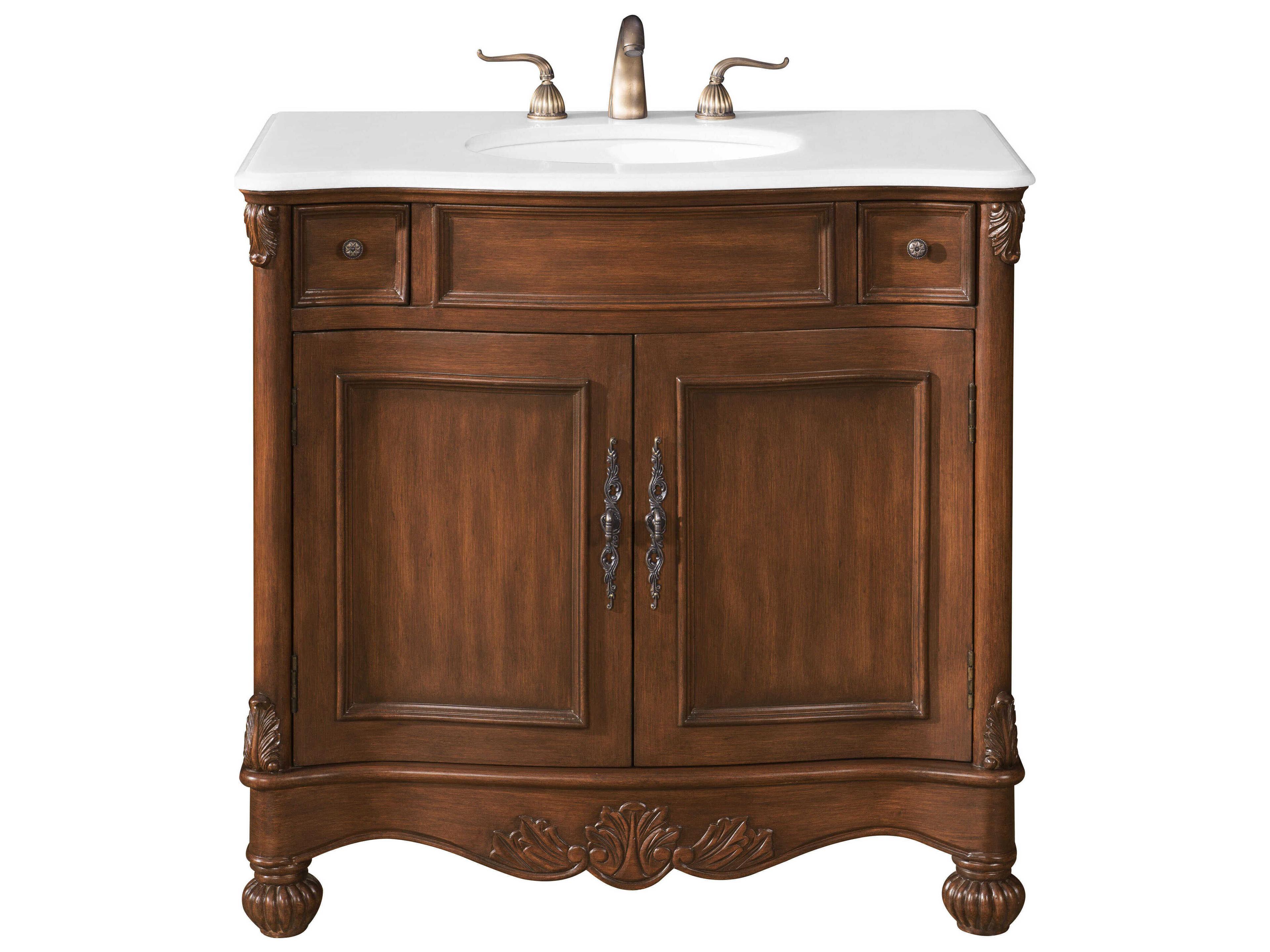 Elegant Lighting Windsor Brown 36" Vanity with Ivory White Quartz Countertop
