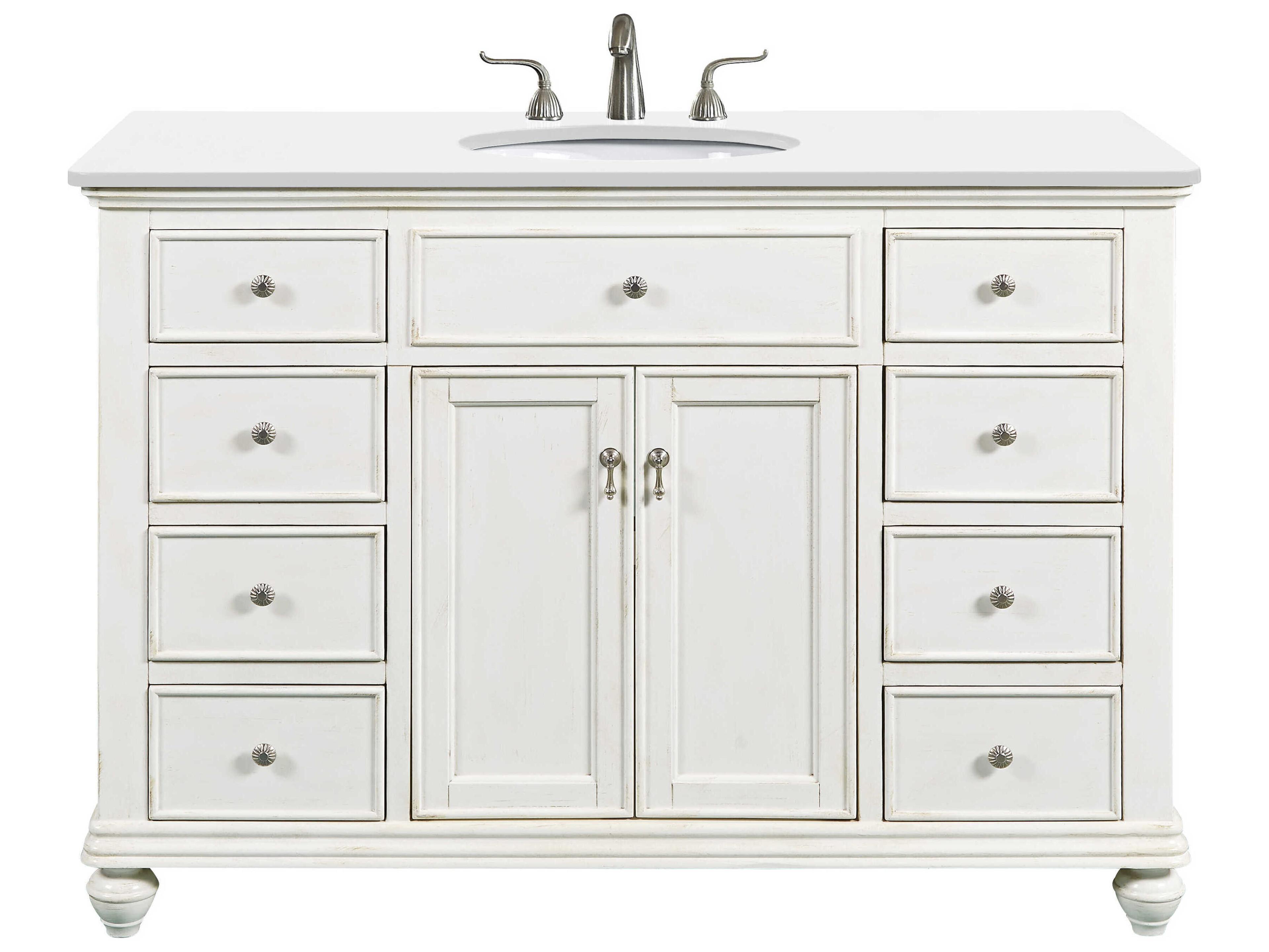 Elegant Lighting Otto Antique White 48" Vanity with Ivory White Quartz Countertop